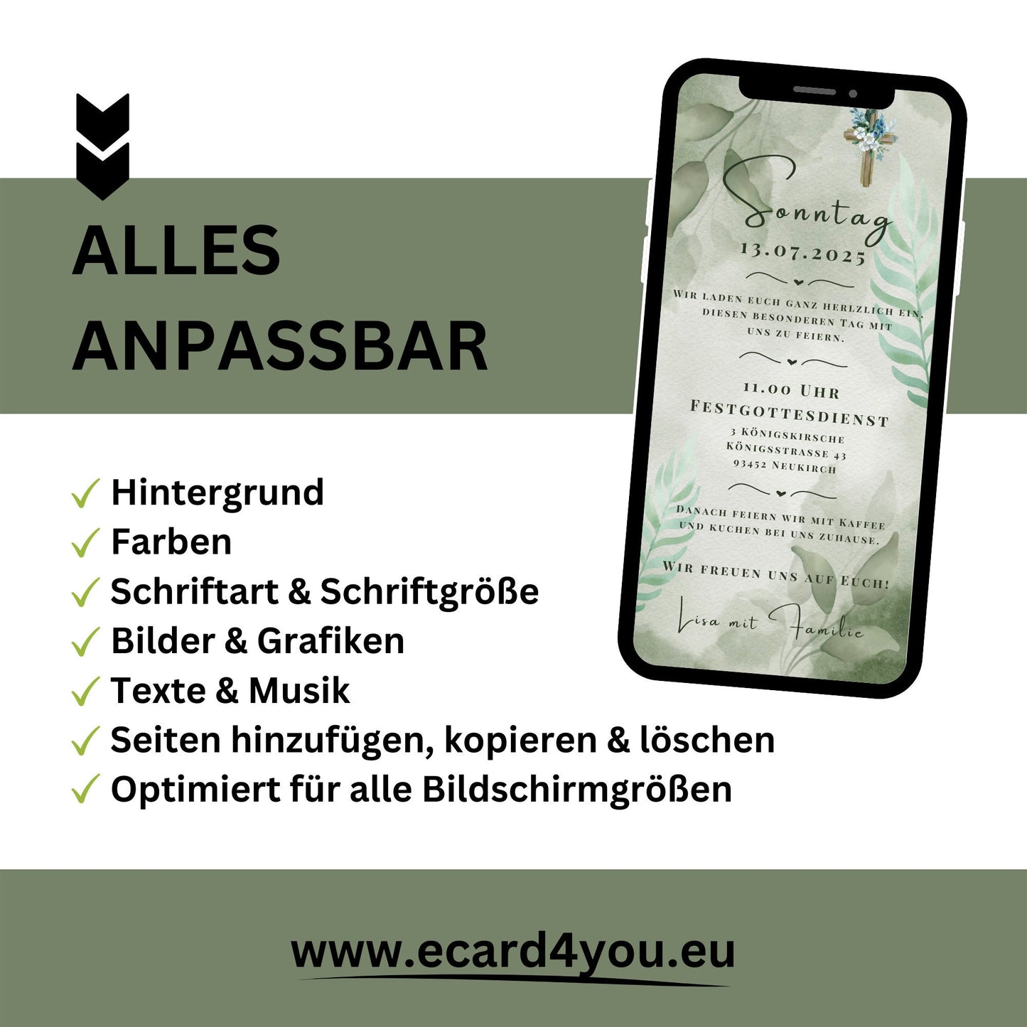 eCARD - Einladung Kommunion Christliche Zeremonie - eCARD4you