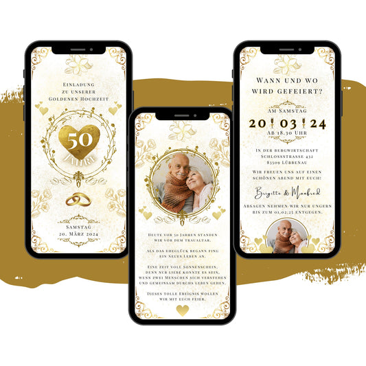 eCARD - Goldene Hochzeit Einladungskarte - eCARD4you