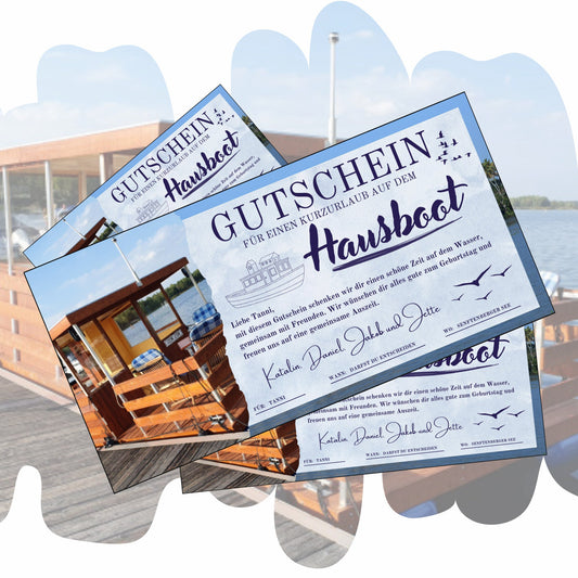 Gutschein - Hausboot Bootstour Geschenkidee - eCARD4you