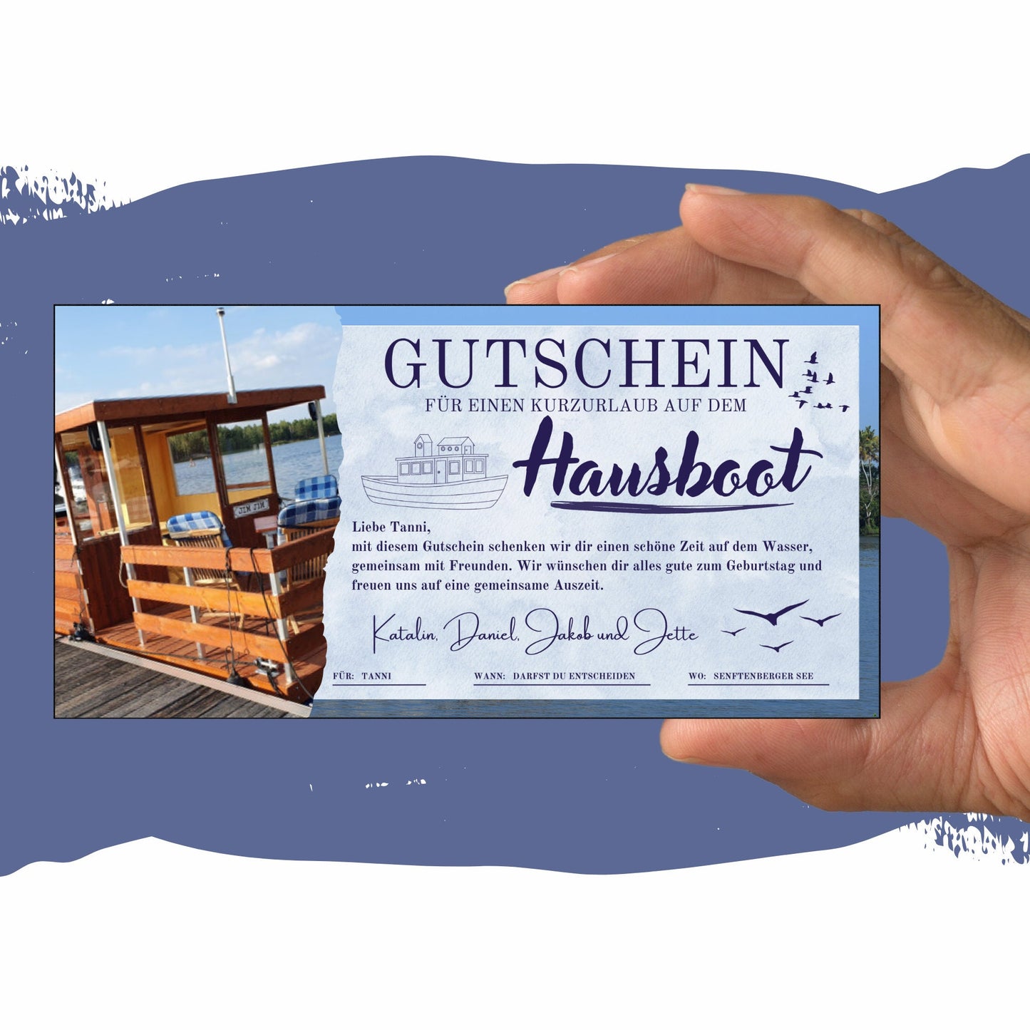 Gutschein - Hausboot Bootstour Geschenkidee - eCARD4you