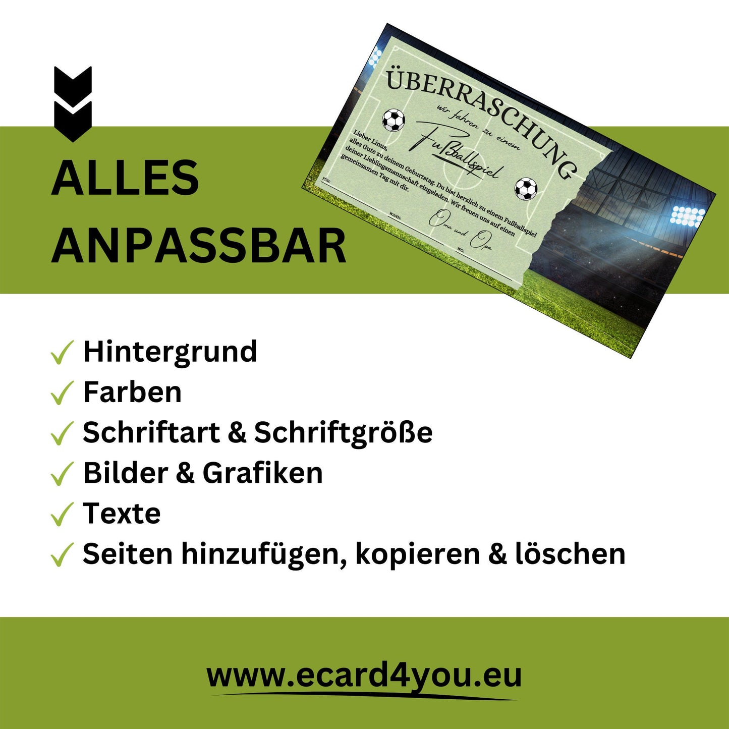 Gutschein - Stadion Besuch Fußballspiel Geschenkgutschein - eCARD4you