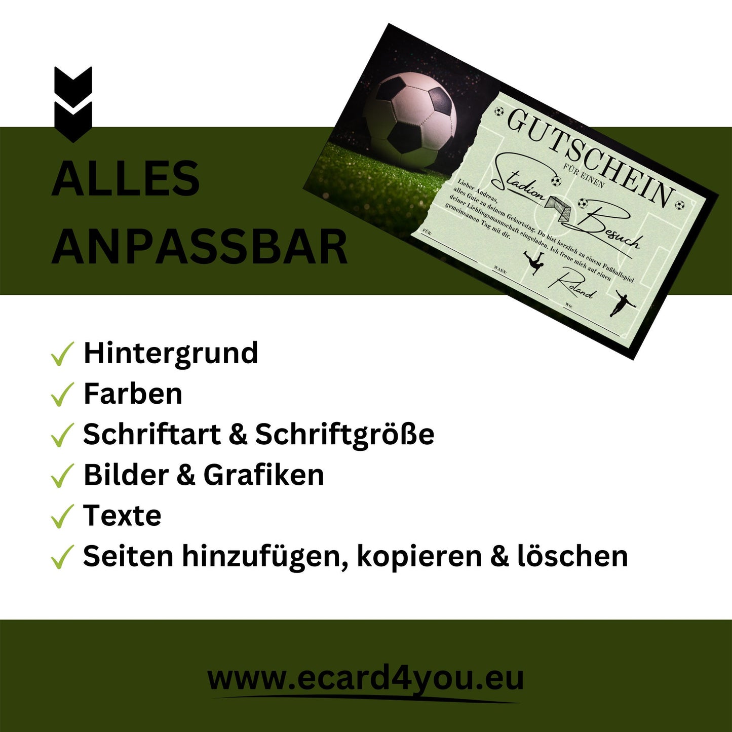 Gutschein - Stadion Besuch Fußballspiel Geschenkgutschein - eCARD4you