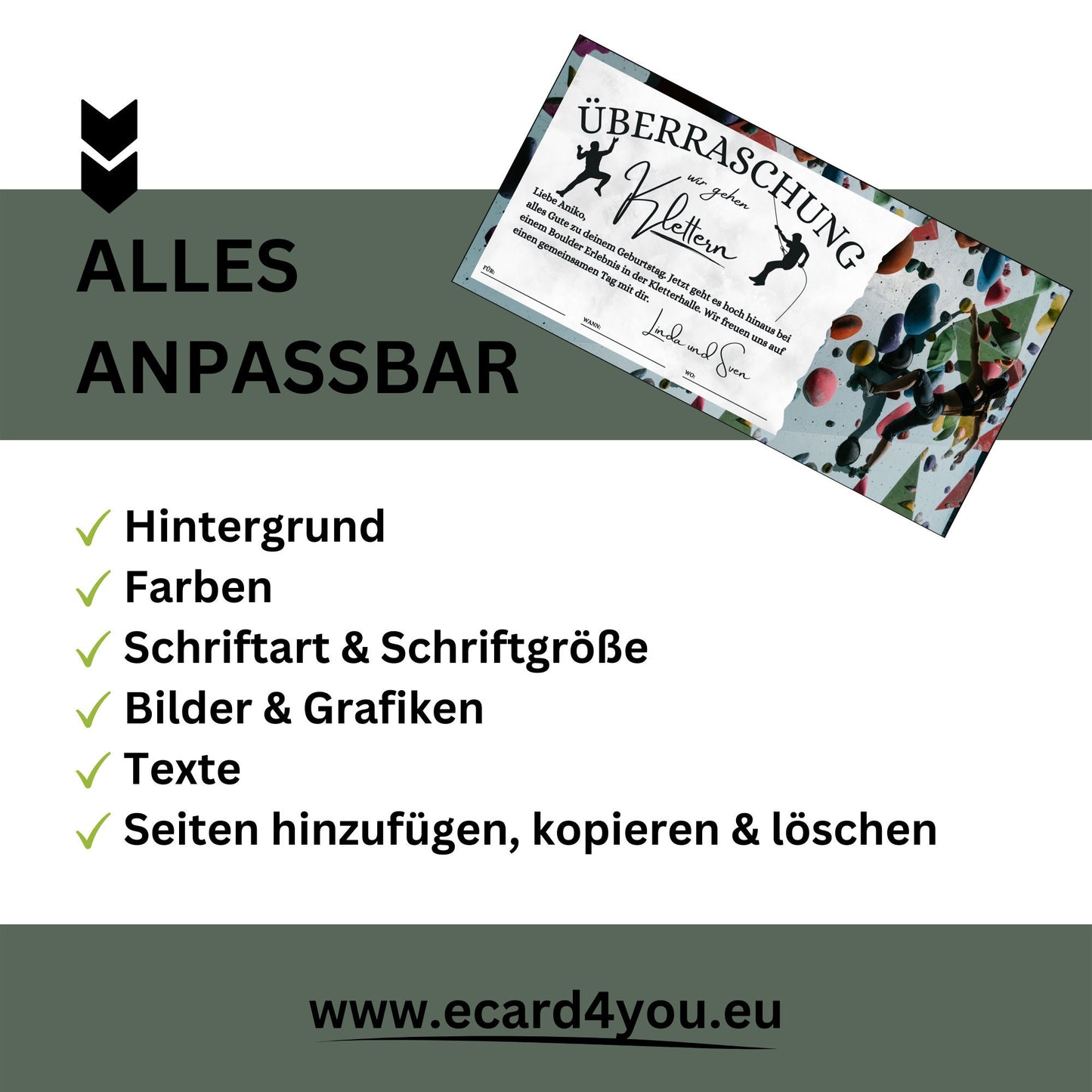 Gutschein - Kletterhalle Kletterwand Geschenkgutschein - eCARD4you