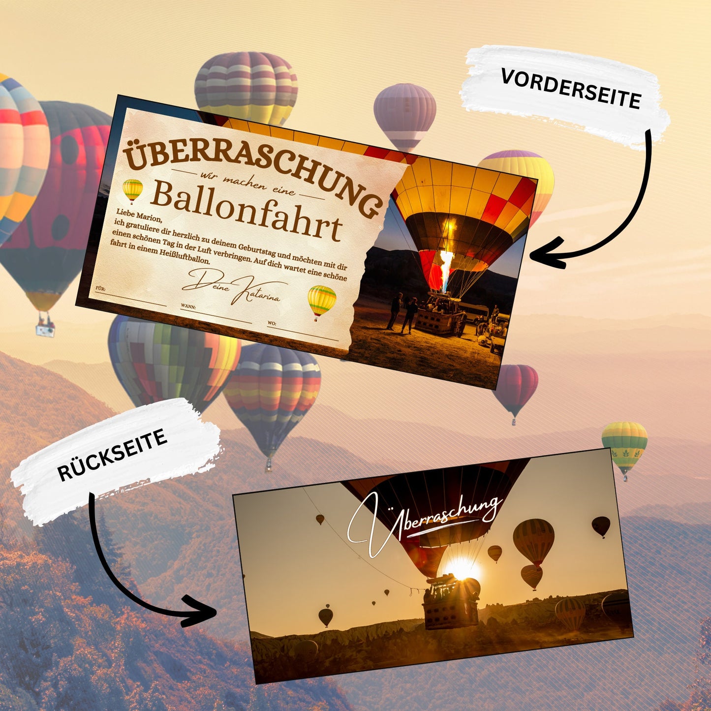 Gutschein - Ballonfahrt Heißluftballonfahrt Geschenkgutschein - eCARD4you