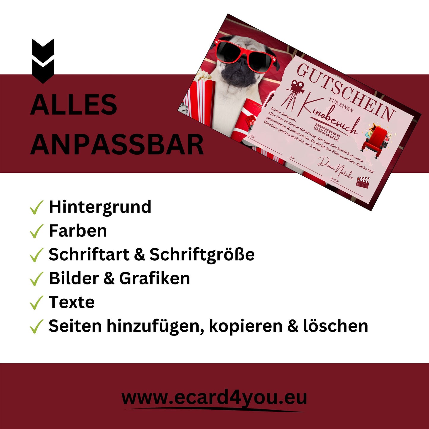 Gutschein - Kinobesuch Geschenkgutschein Geburtstag - eCARD4you
