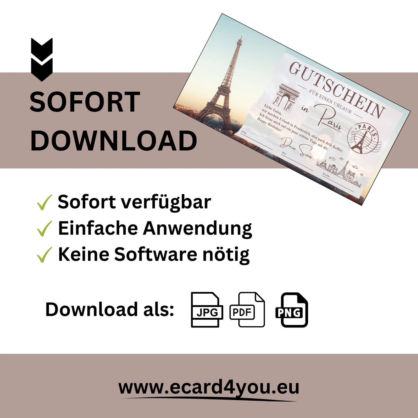 Gutschein - Städtetrip Paris Frankreich Reisegutschein - eCARD4you