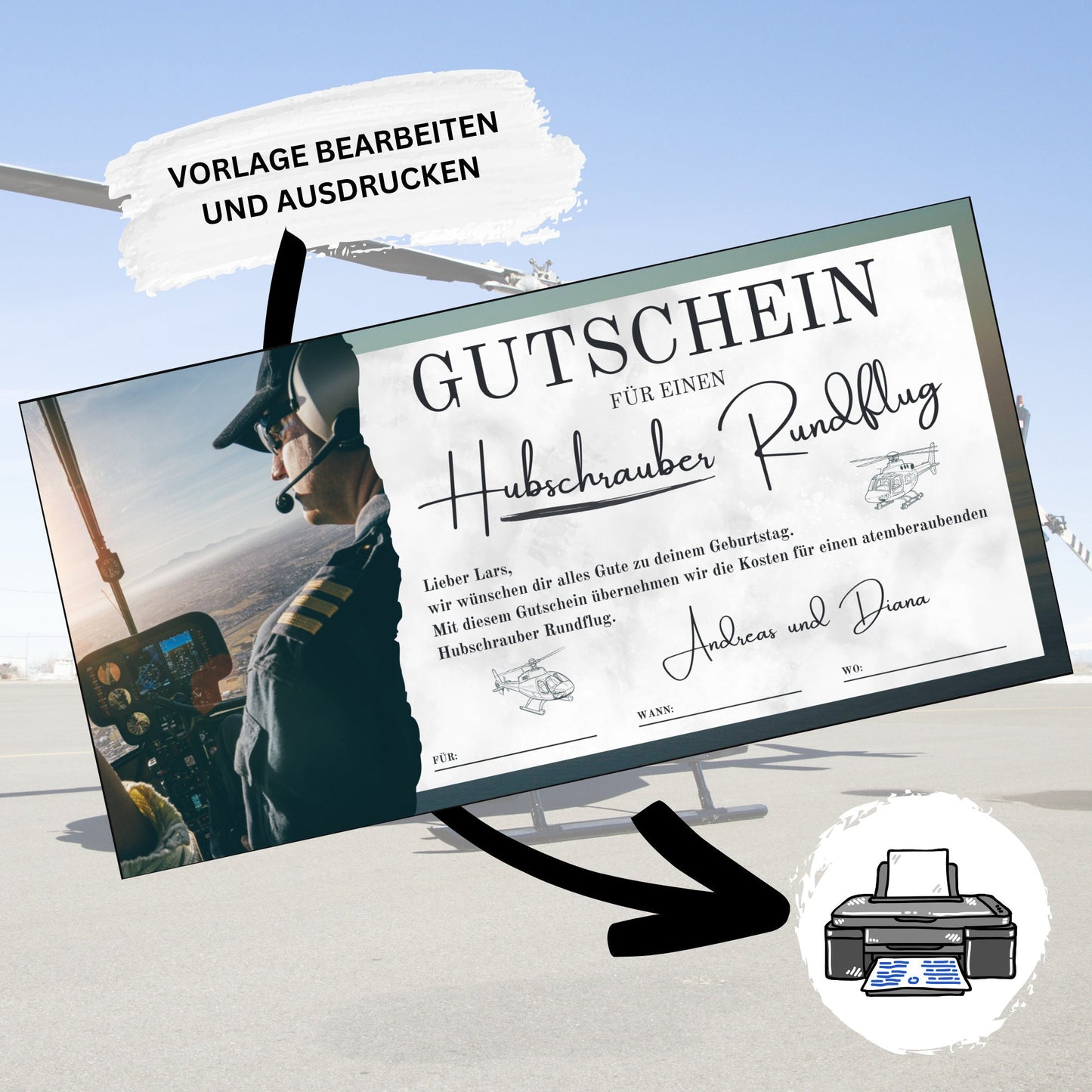 Gutschein - Helikopterflug Hubschrauber Rundflug Erlebnisgutschein - eCARD4you