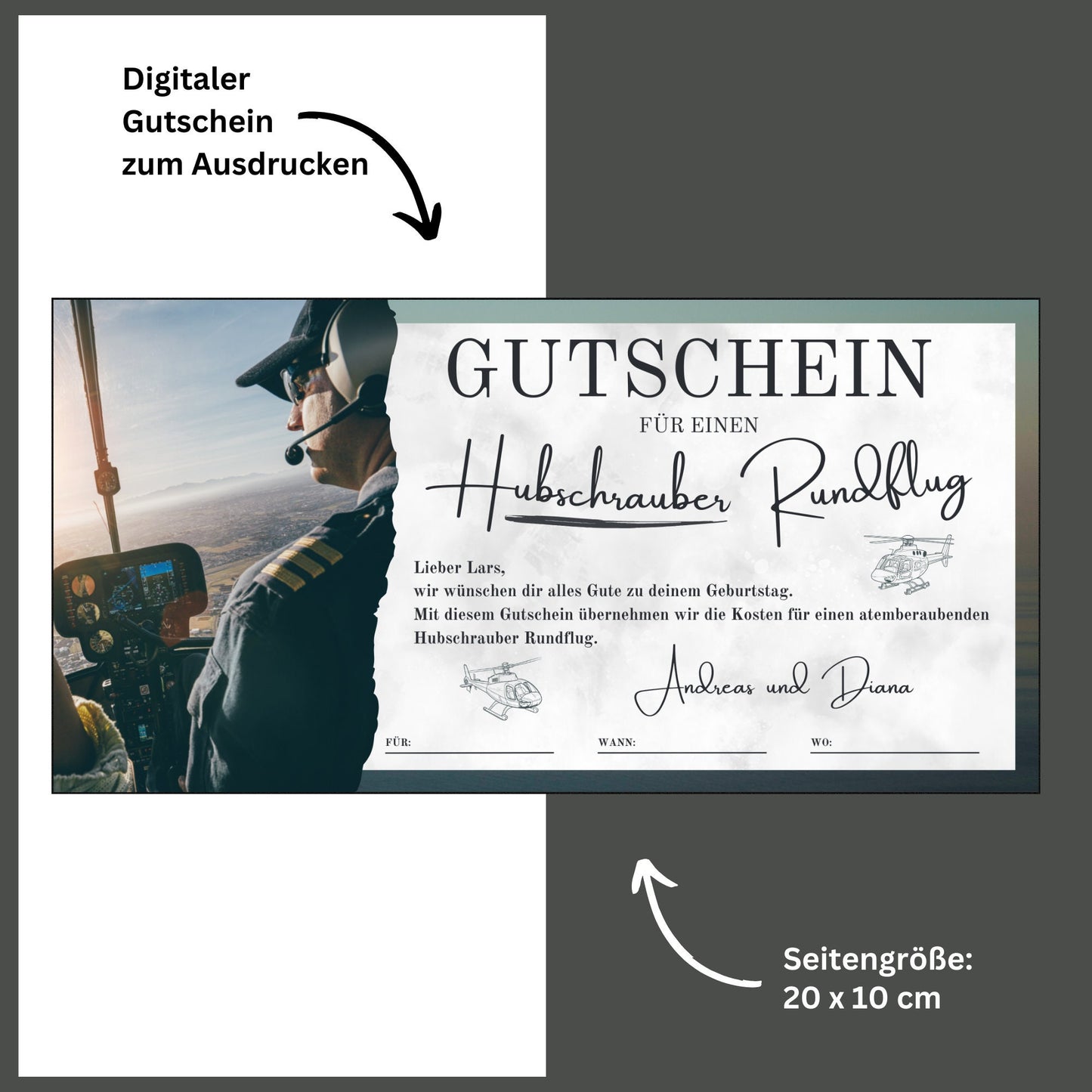 Gutschein - Helikopterflug Hubschrauber Rundflug Erlebnisgutschein - eCARD4you