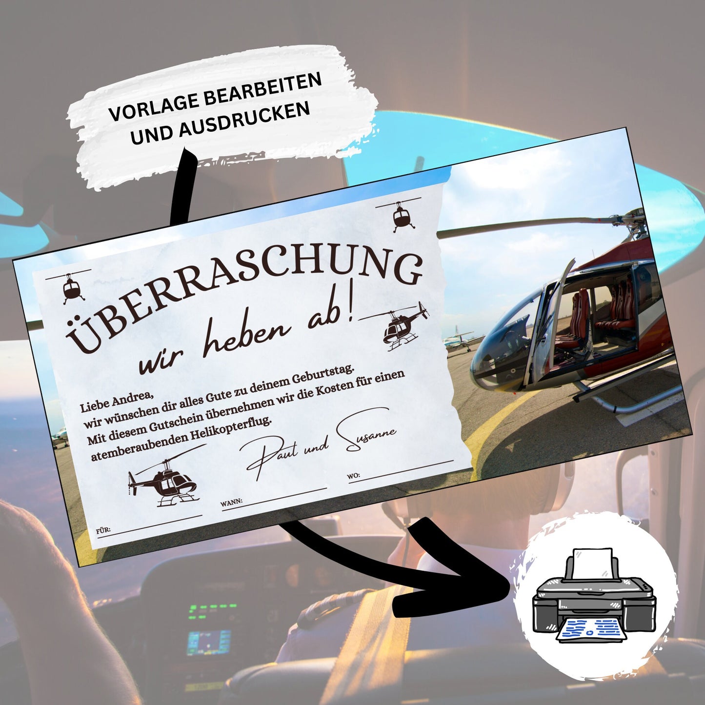 Gutschein - Helikopterflug Hubschrauber Rundflug Erlebnisgutschein - eCARD4you