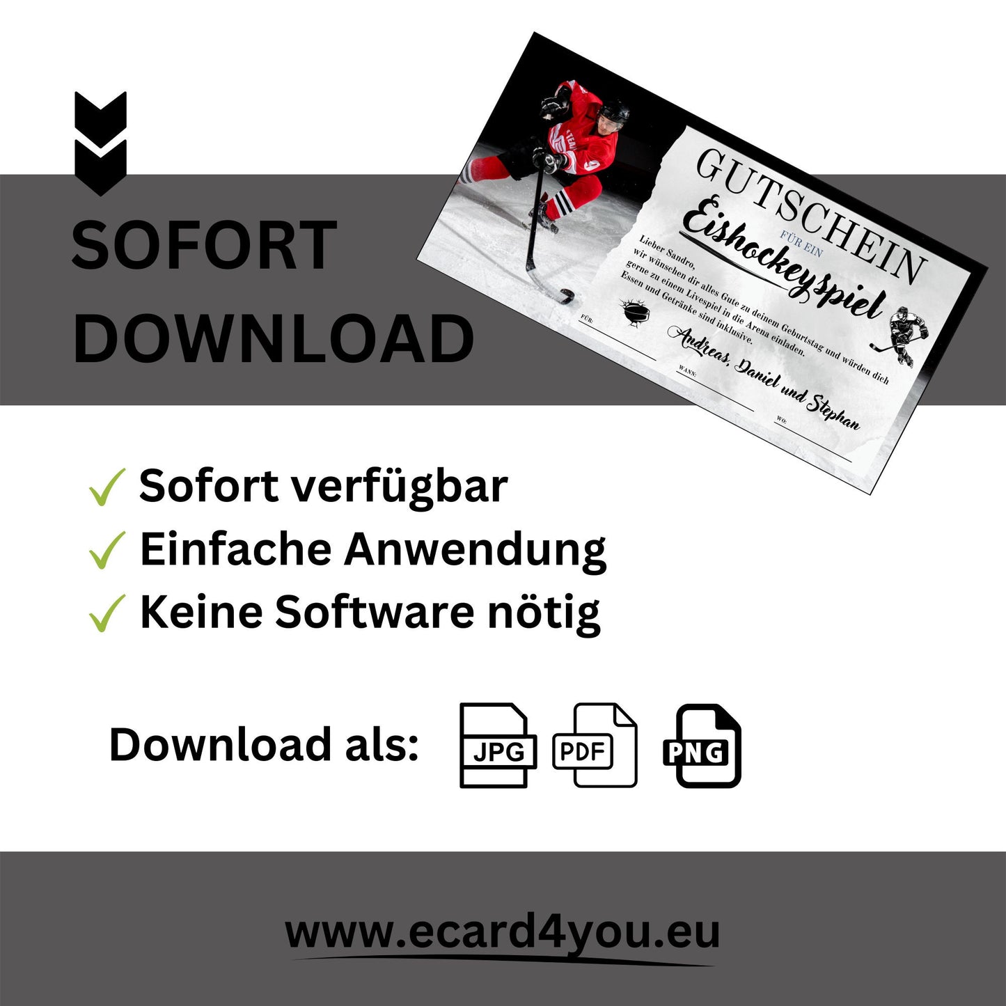 Gutschein - Eishockey Spiel Erlebnisgutschein - eCARD4you