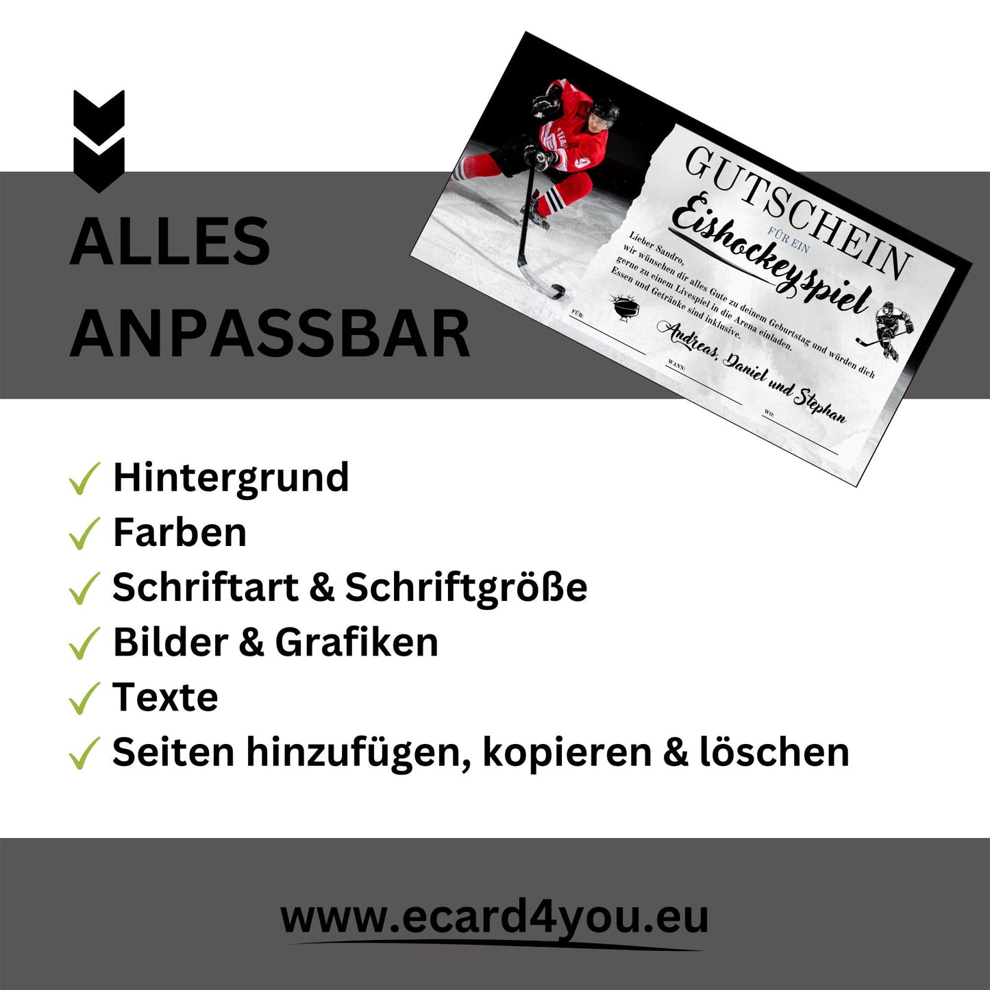 Gutschein - Eishockey Spiel Erlebnisgutschein - eCARD4you