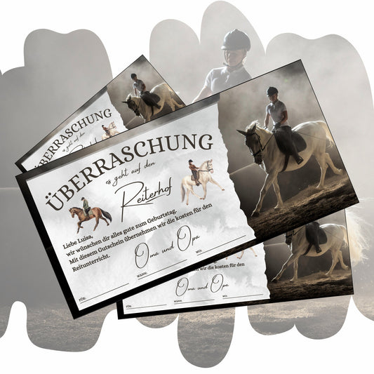 Gutschein - Reitstunden Reitunterricht auf dem Pferd - eCARD4you
