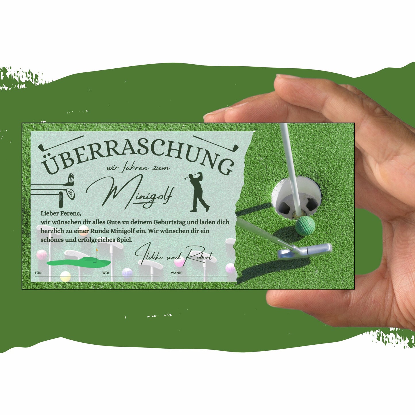 Gutschein - Minigolf Spiel Golfstunden Geschenkgutschein - eCARD4you