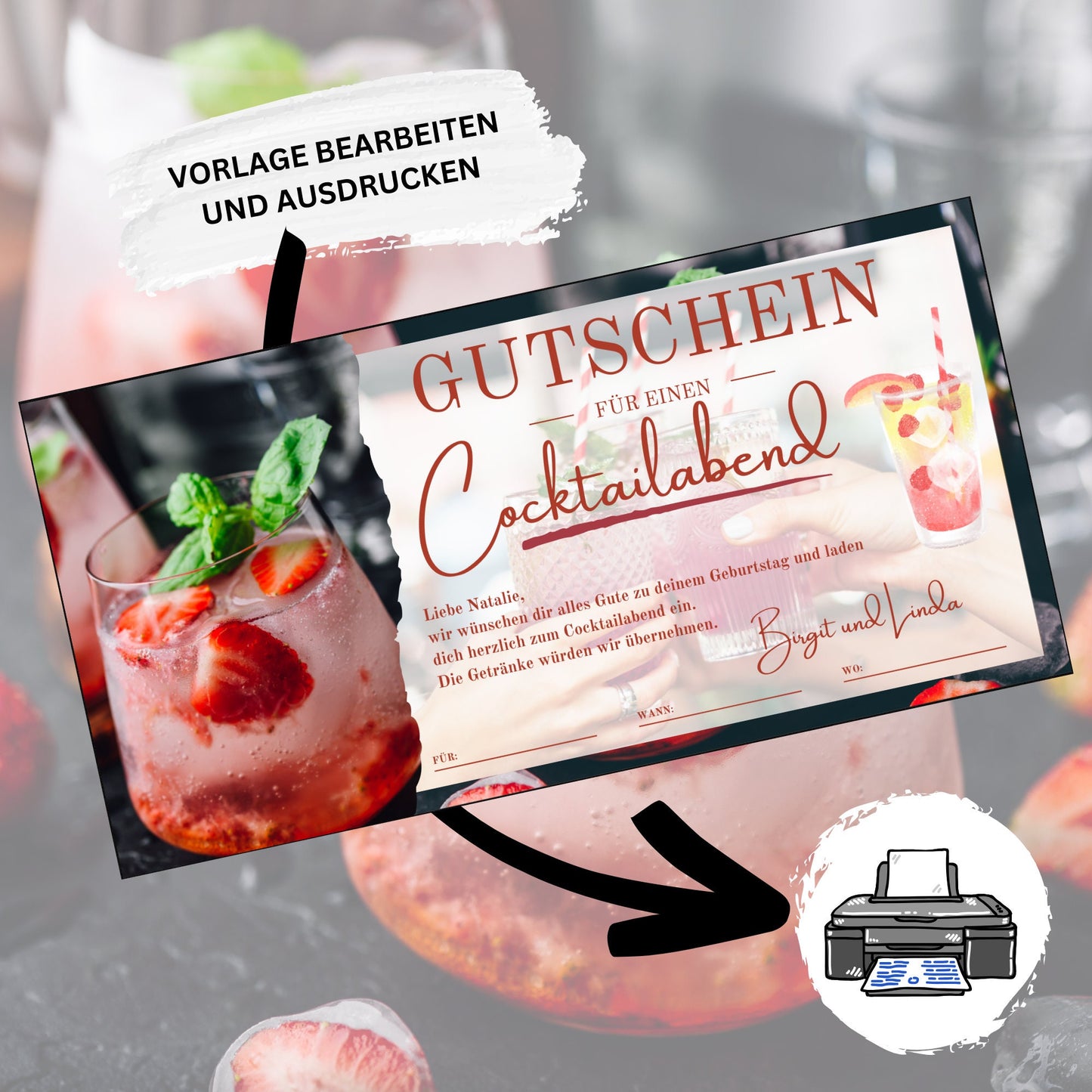 Gutschein - Cocktailabend Cocktail Cocktailbar Geschenkgutschein - eCARD4you