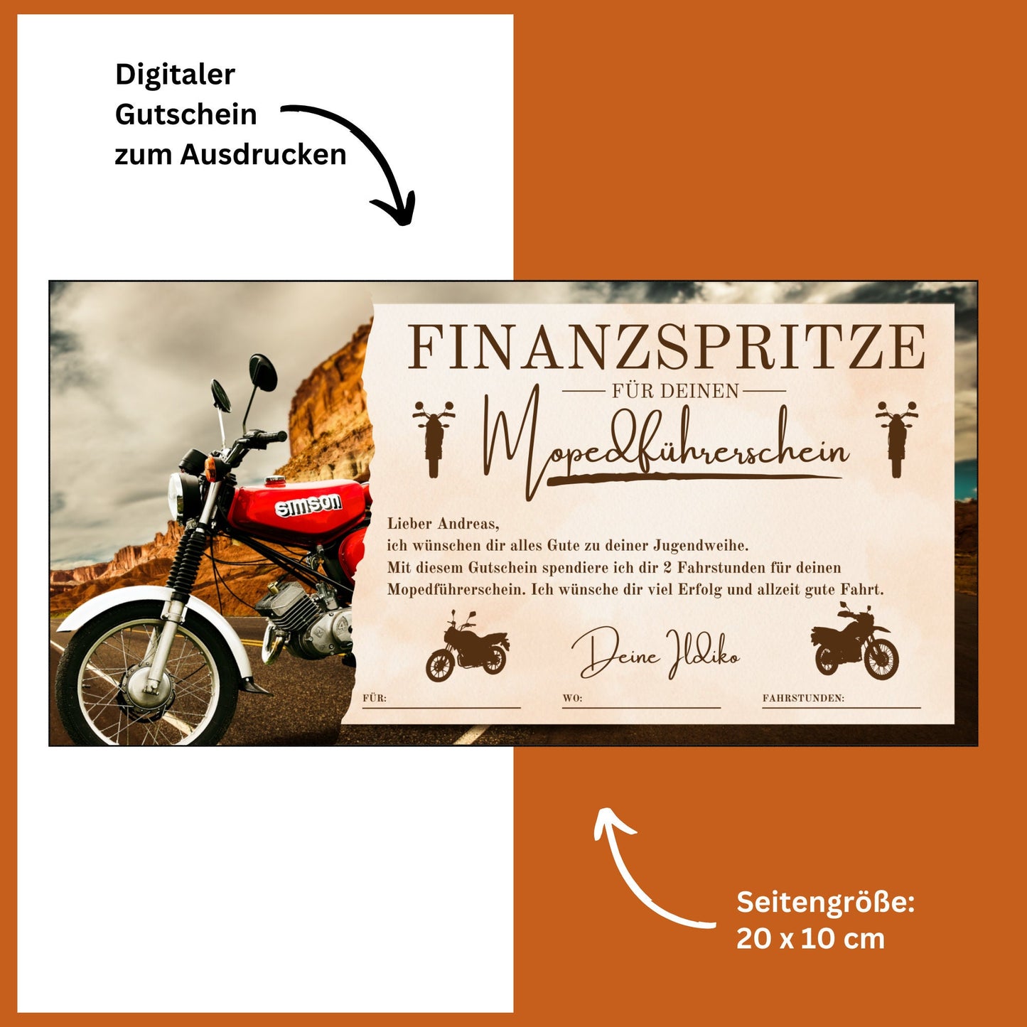 Gutschein - Moped Führerschein Geschenkgutschein - eCARD4you