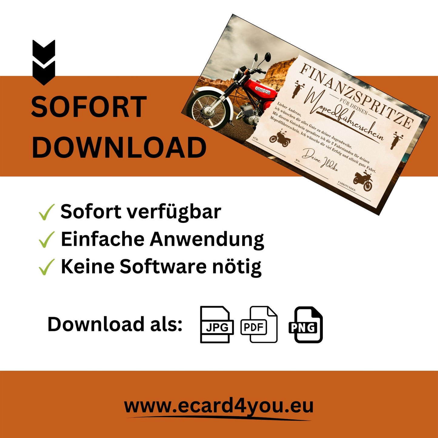 Gutschein - Moped Führerschein Geschenkgutschein - eCARD4you