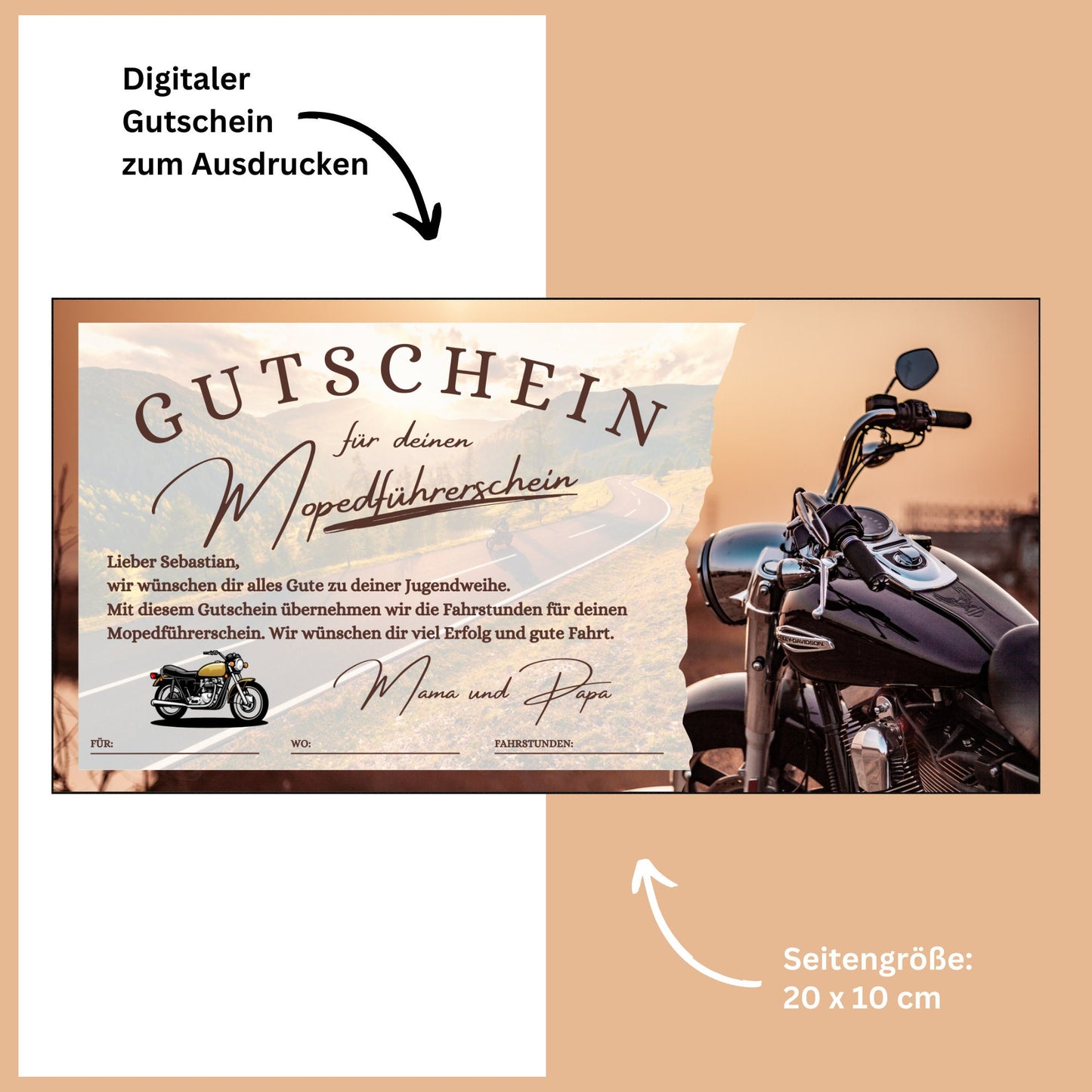 Gutschein - Moped Führerschein Geschenkgutschein - eCARD4you