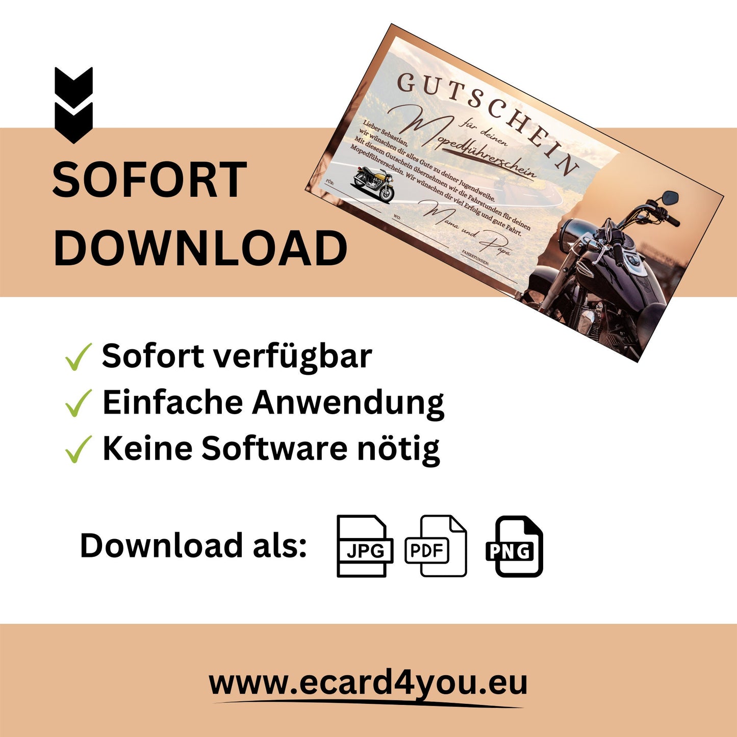Gutschein - Moped Führerschein Geschenkgutschein - eCARD4you