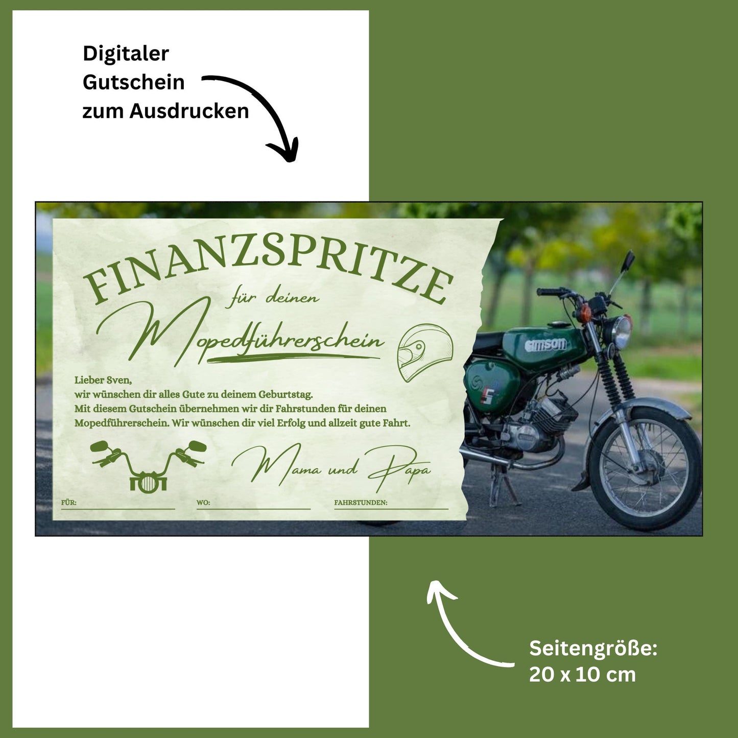 Gutschein - Moped Führerschein Geschenkgutschein - eCARD4you