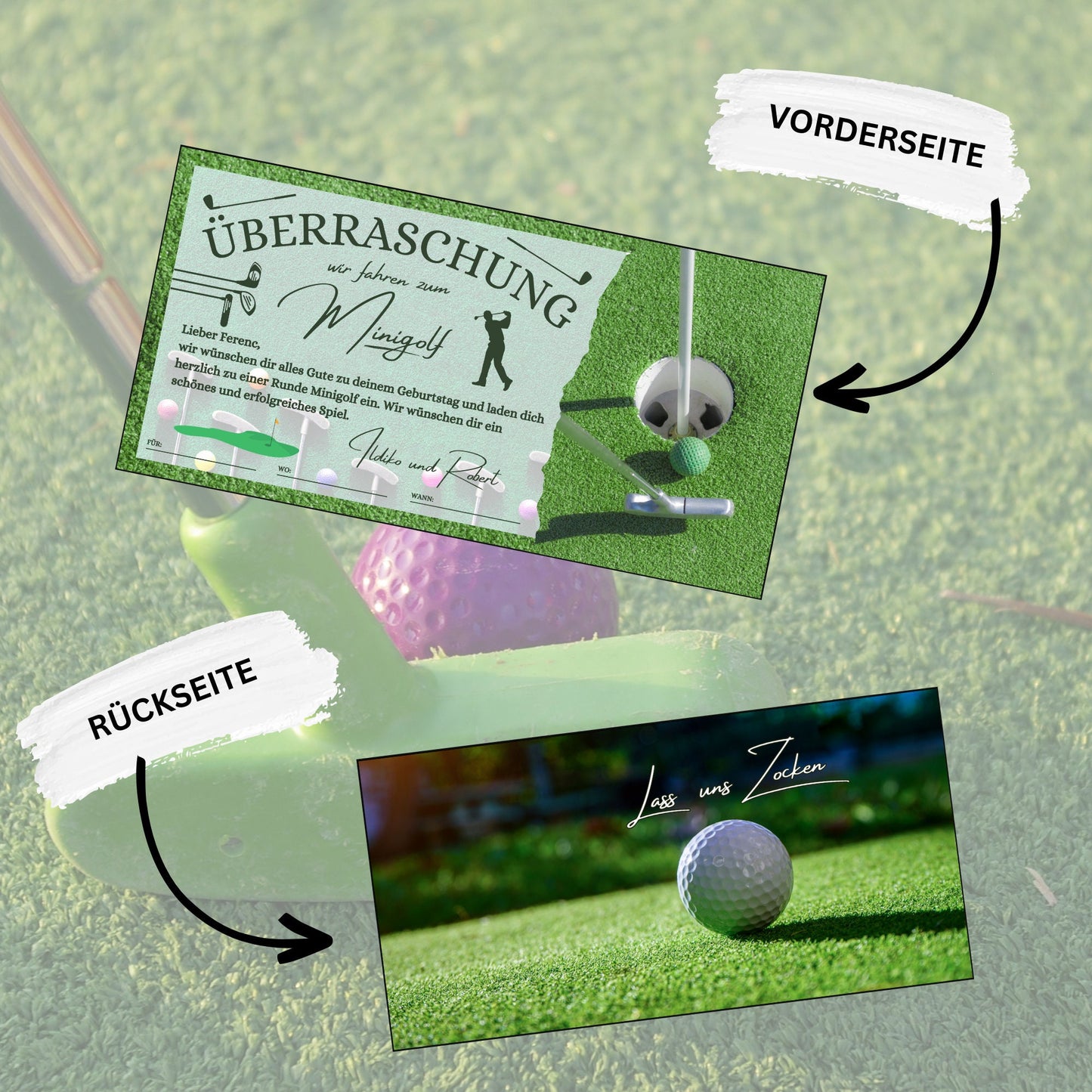 Gutschein - Minigolf Spiel Golfstunden Geschenkgutschein - eCARD4you