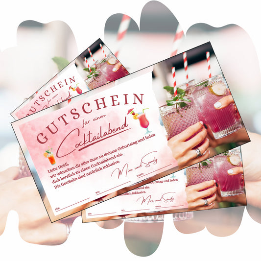 Gutschein - Cocktailabend Cocktail Cocktailbar Geschenkgutschein - eCARD4you