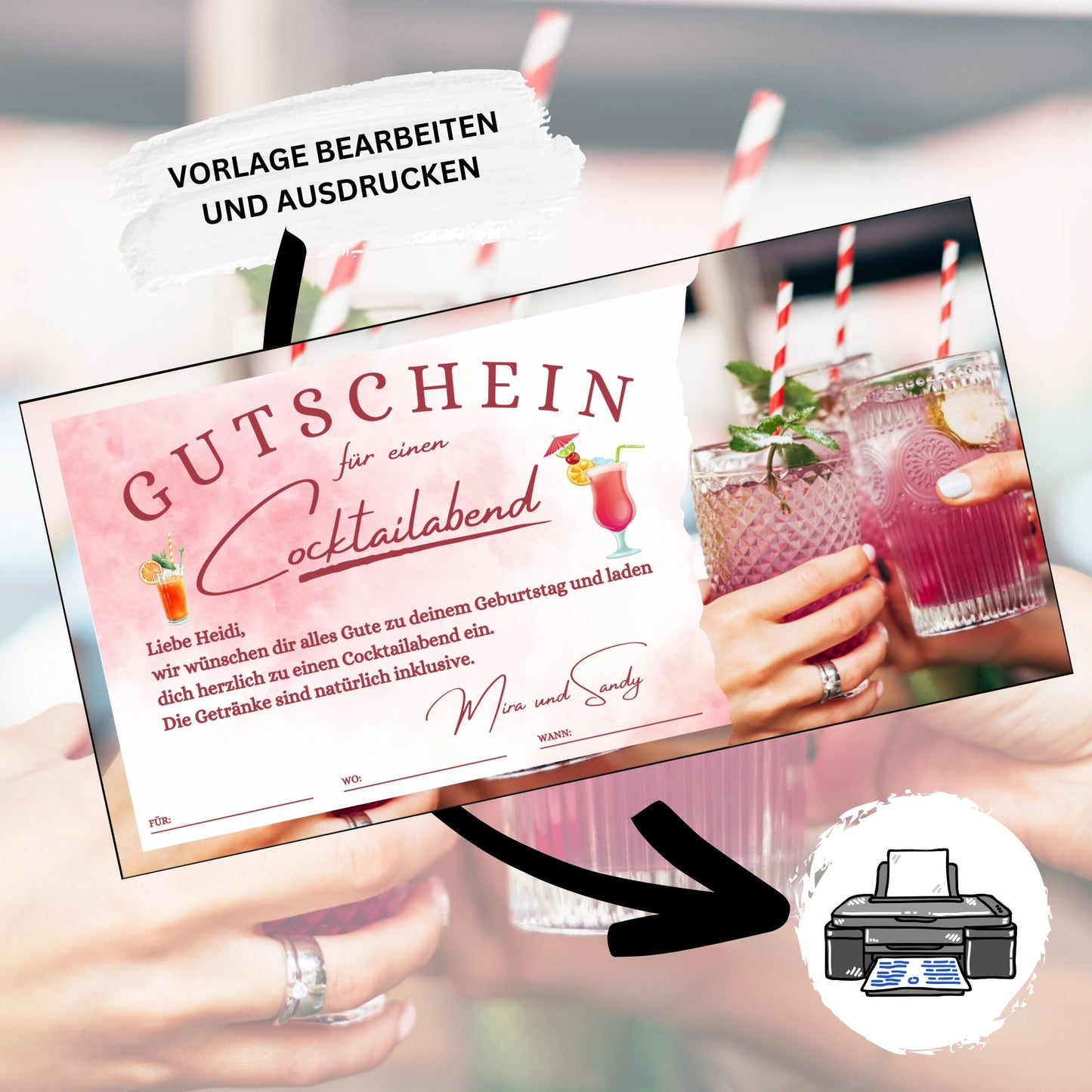 Gutschein - Cocktailabend Cocktail Cocktailbar Geschenkgutschein - eCARD4you