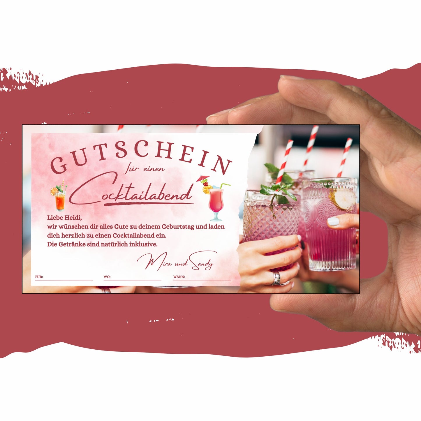 Gutschein - Cocktailabend Cocktail Cocktailbar Geschenkgutschein - eCARD4you
