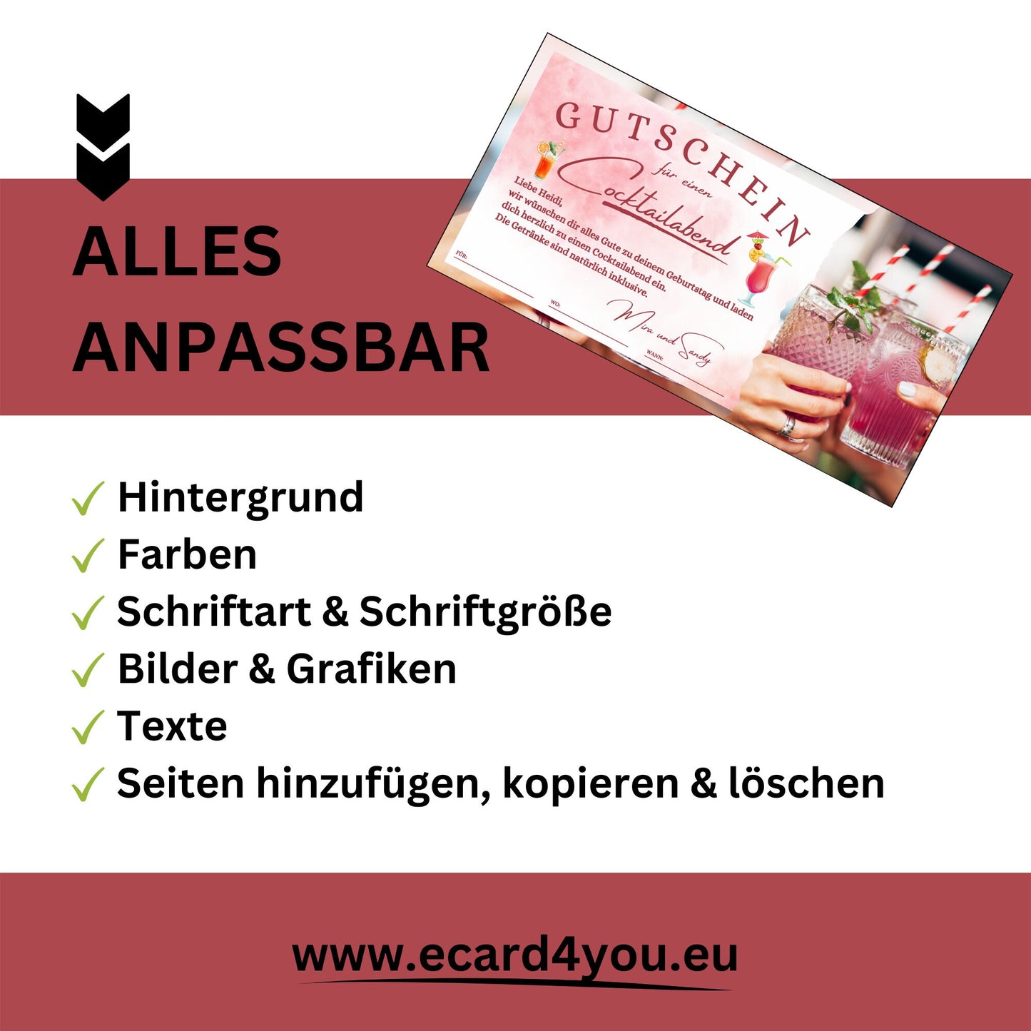 Gutschein - Cocktailabend Cocktail Cocktailbar Geschenkgutschein - eCARD4you