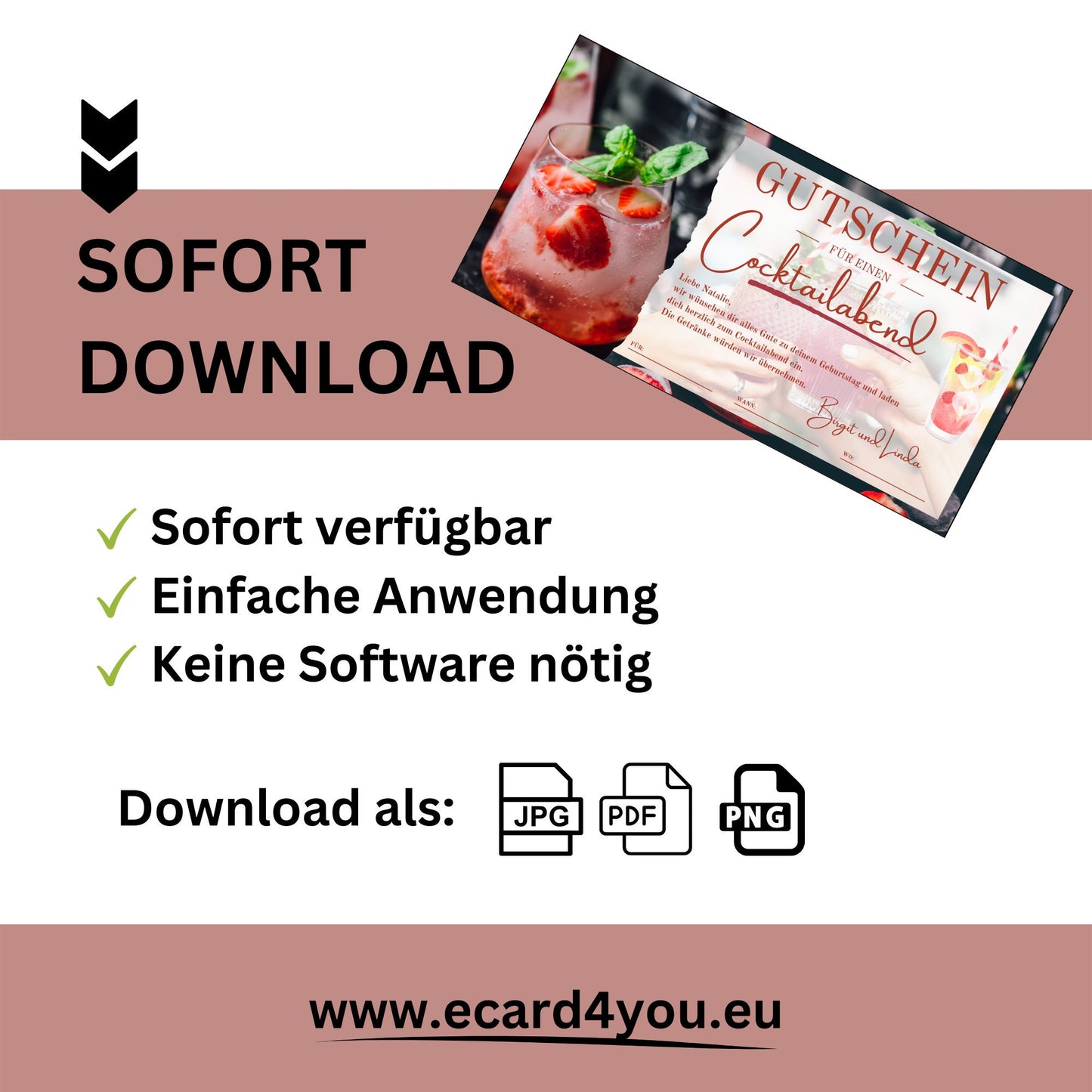 Gutschein - Cocktailabend Cocktail Cocktailbar Geschenkgutschein - eCARD4you