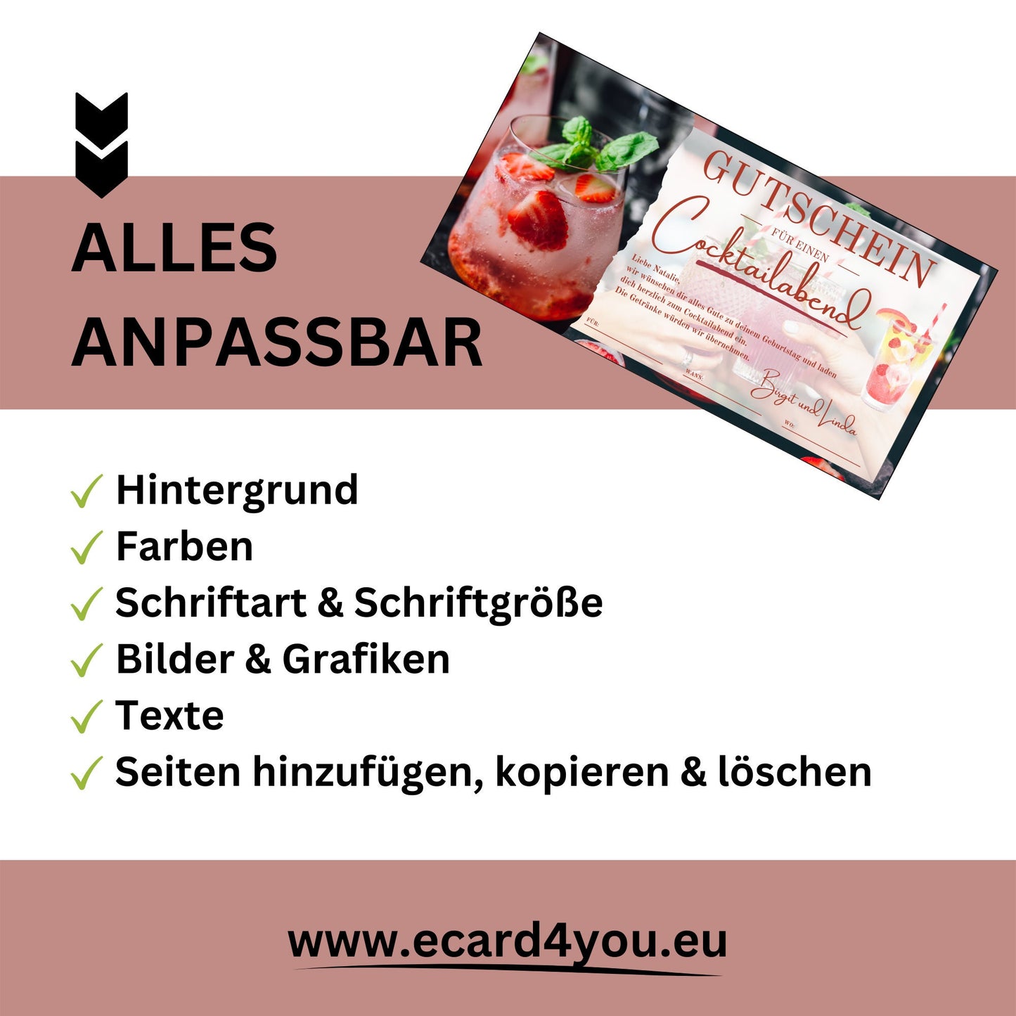 Gutschein - Cocktailabend Cocktail Cocktailbar Geschenkgutschein - eCARD4you