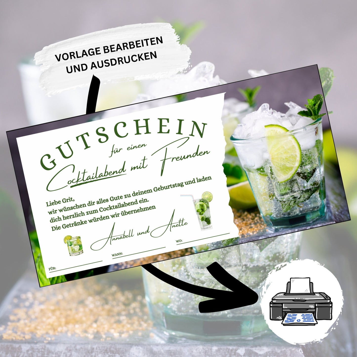 Gutschein - Cocktailabend Cocktail Cocktailbar Geschenkgutschein - eCARD4you