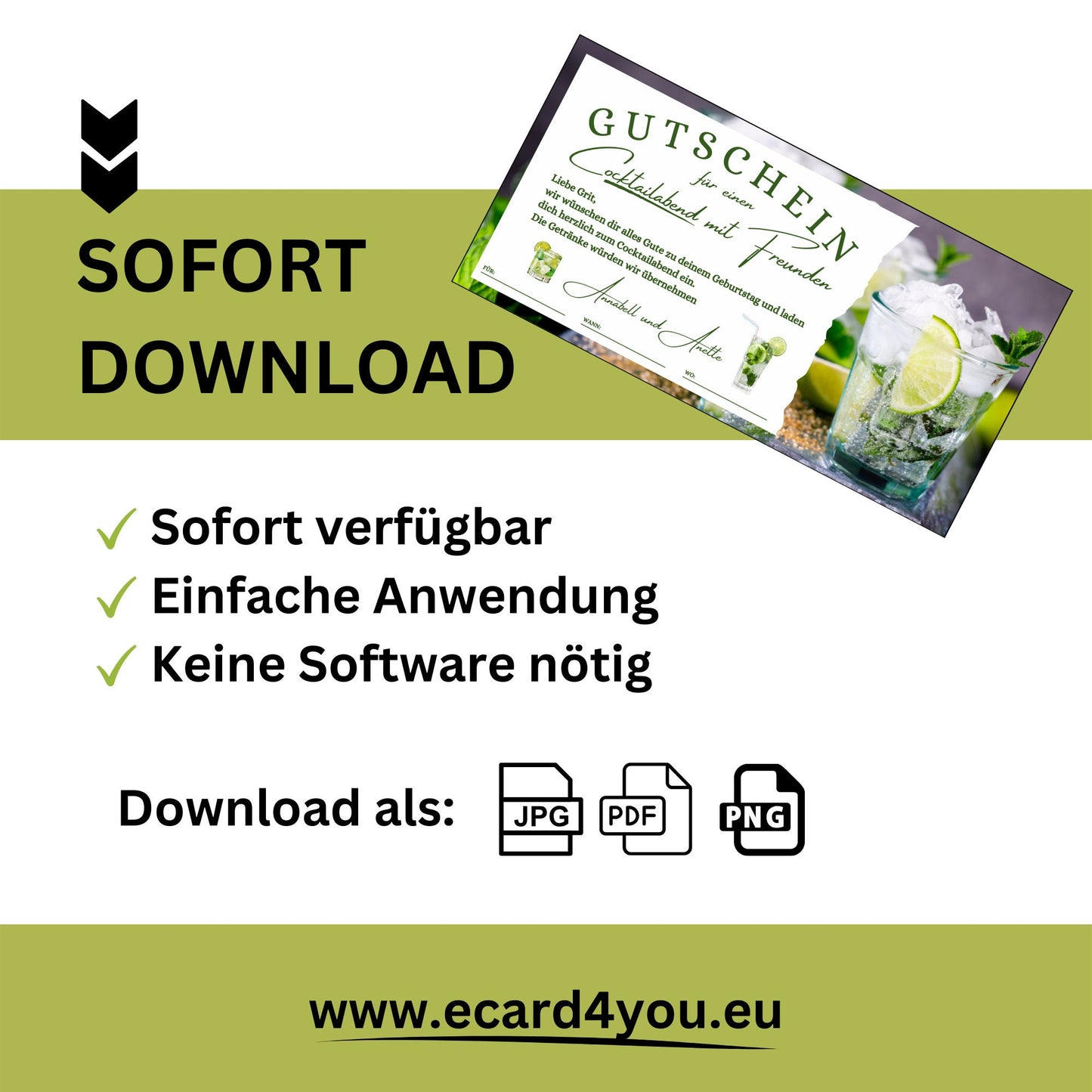 Gutschein - Cocktailabend Cocktail Cocktailbar Geschenkgutschein - eCARD4you