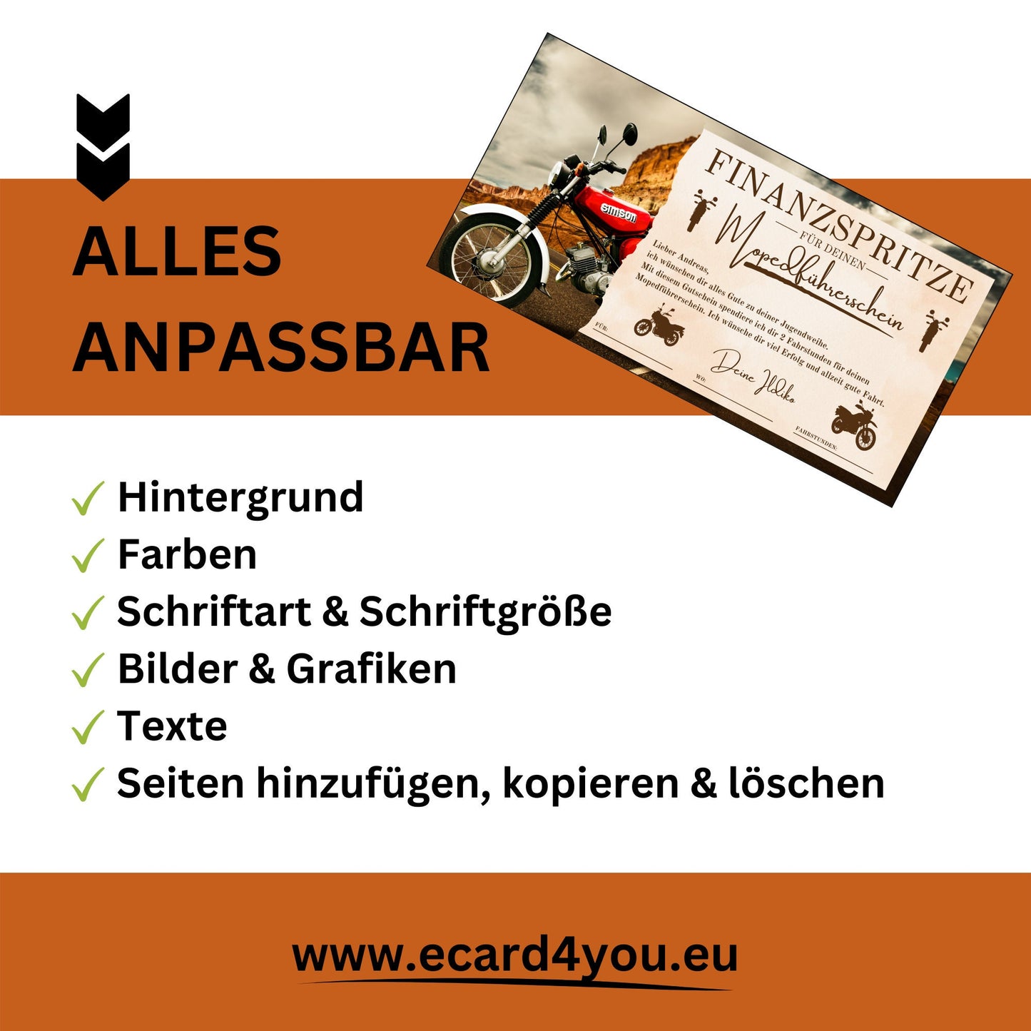 Gutschein - Moped Führerschein Geschenkgutschein - eCARD4you