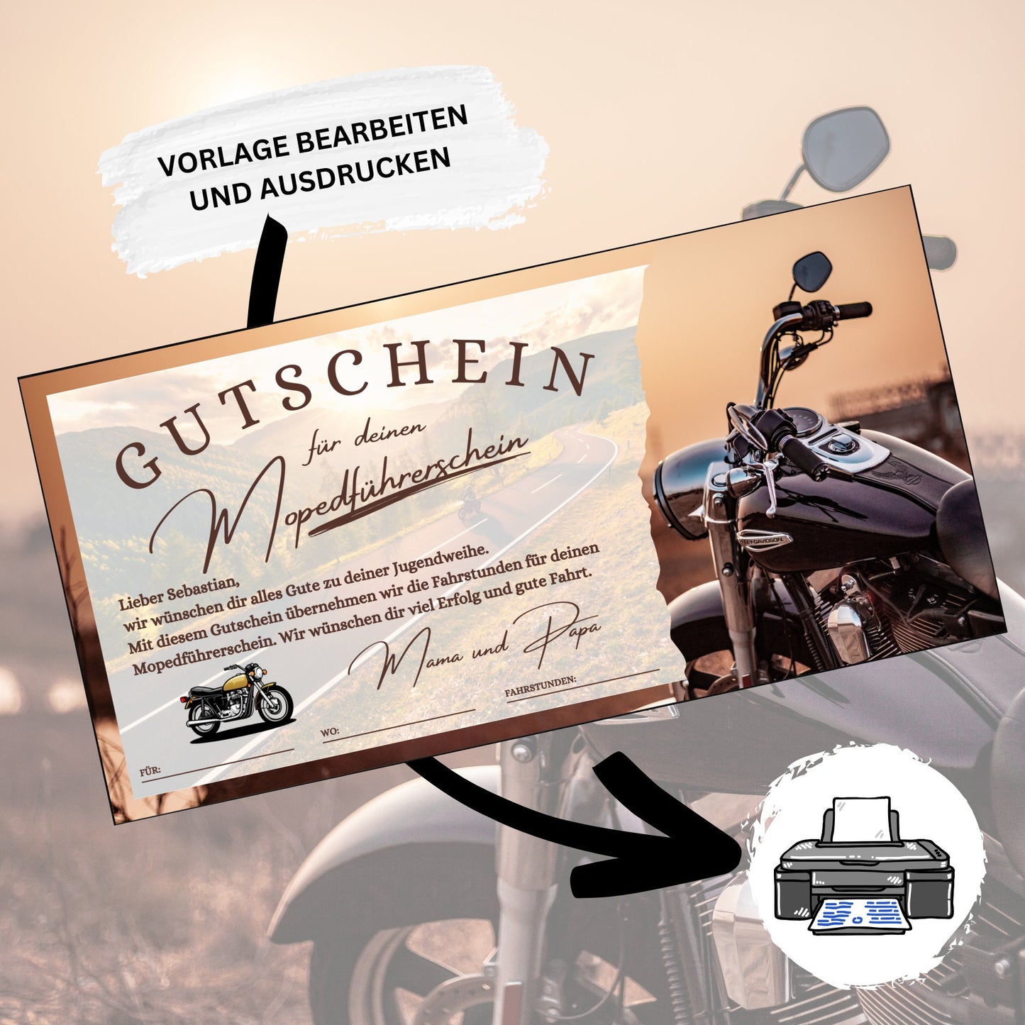 Gutschein - Moped Führerschein Geschenkgutschein - eCARD4you
