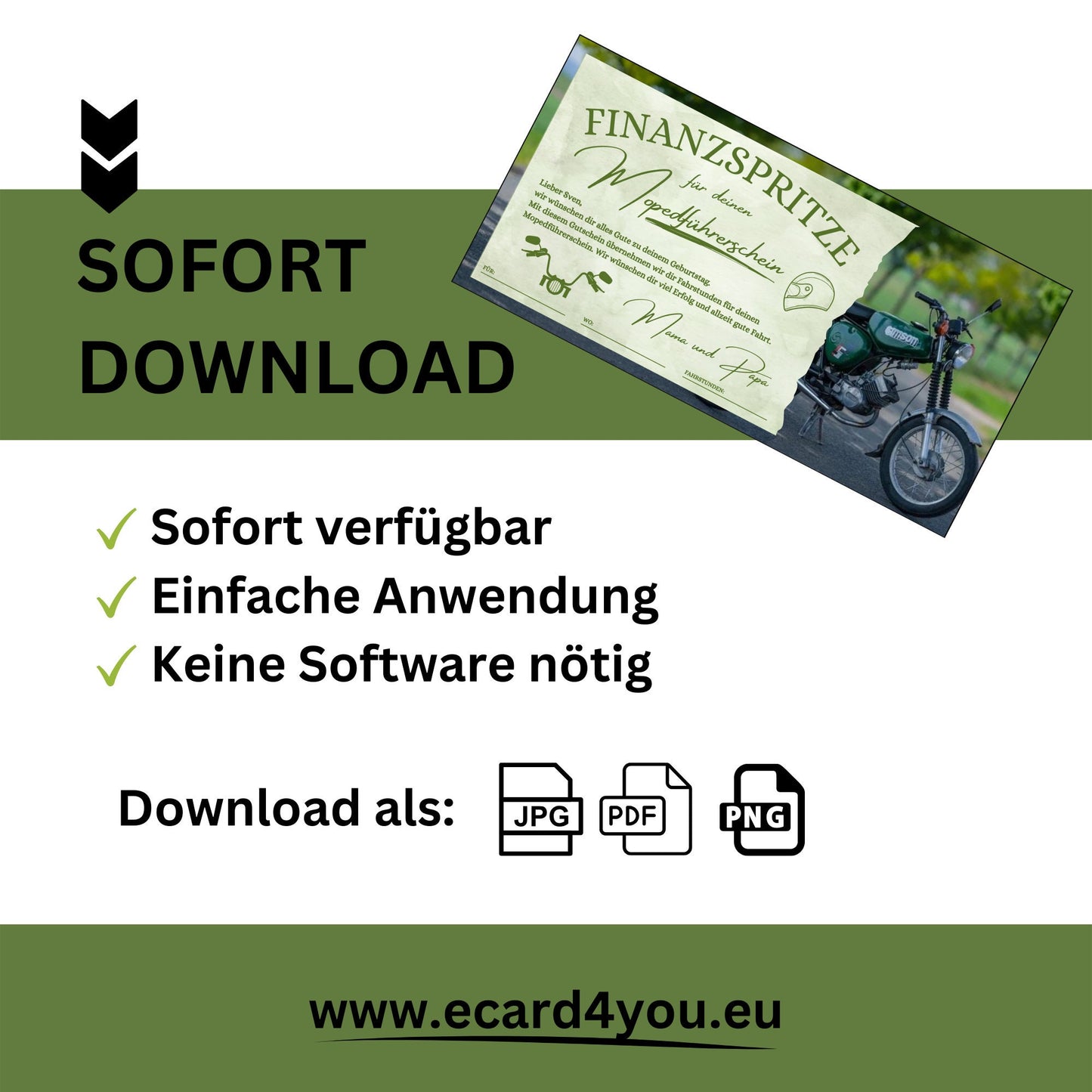 Gutschein - Moped Führerschein Geschenkgutschein - eCARD4you