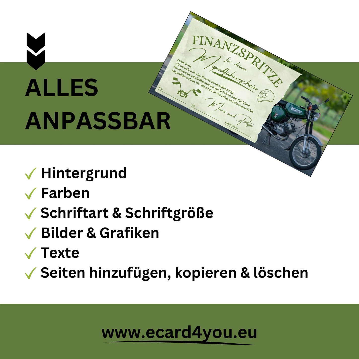 Gutschein - Moped Führerschein Geschenkgutschein - eCARD4you