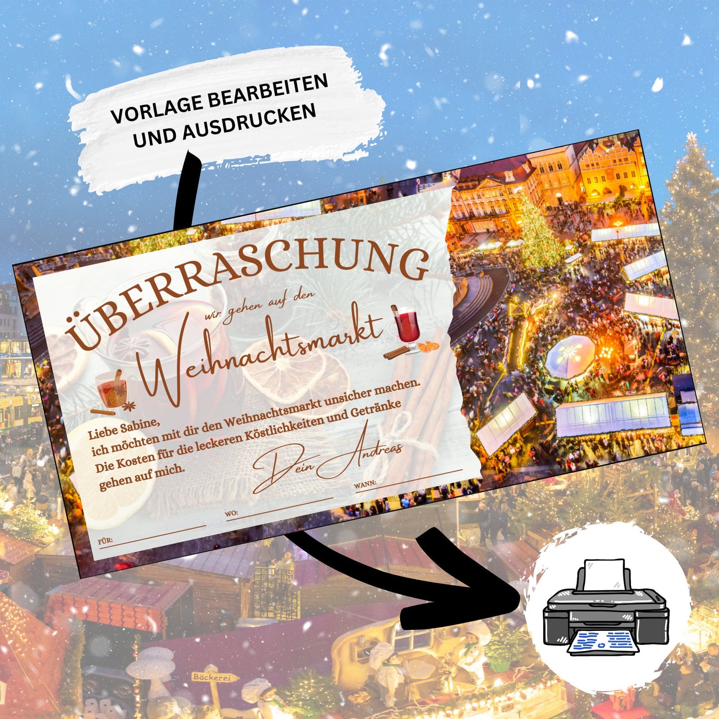 Gutschein - Weihnachtsmarkt Glühwein Punsch Geschenkgutschein - eCARD4you