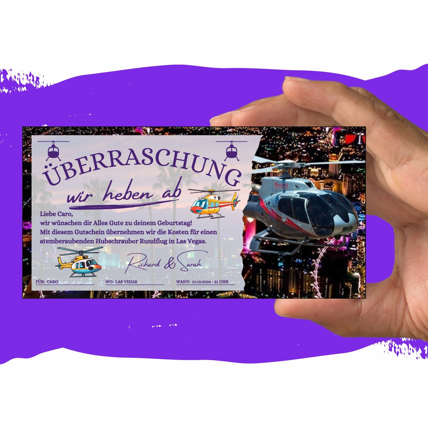 Gutschein - Helikopterflug Hubschrauber Rundflug Erlebnisgutschein - eCARD4you