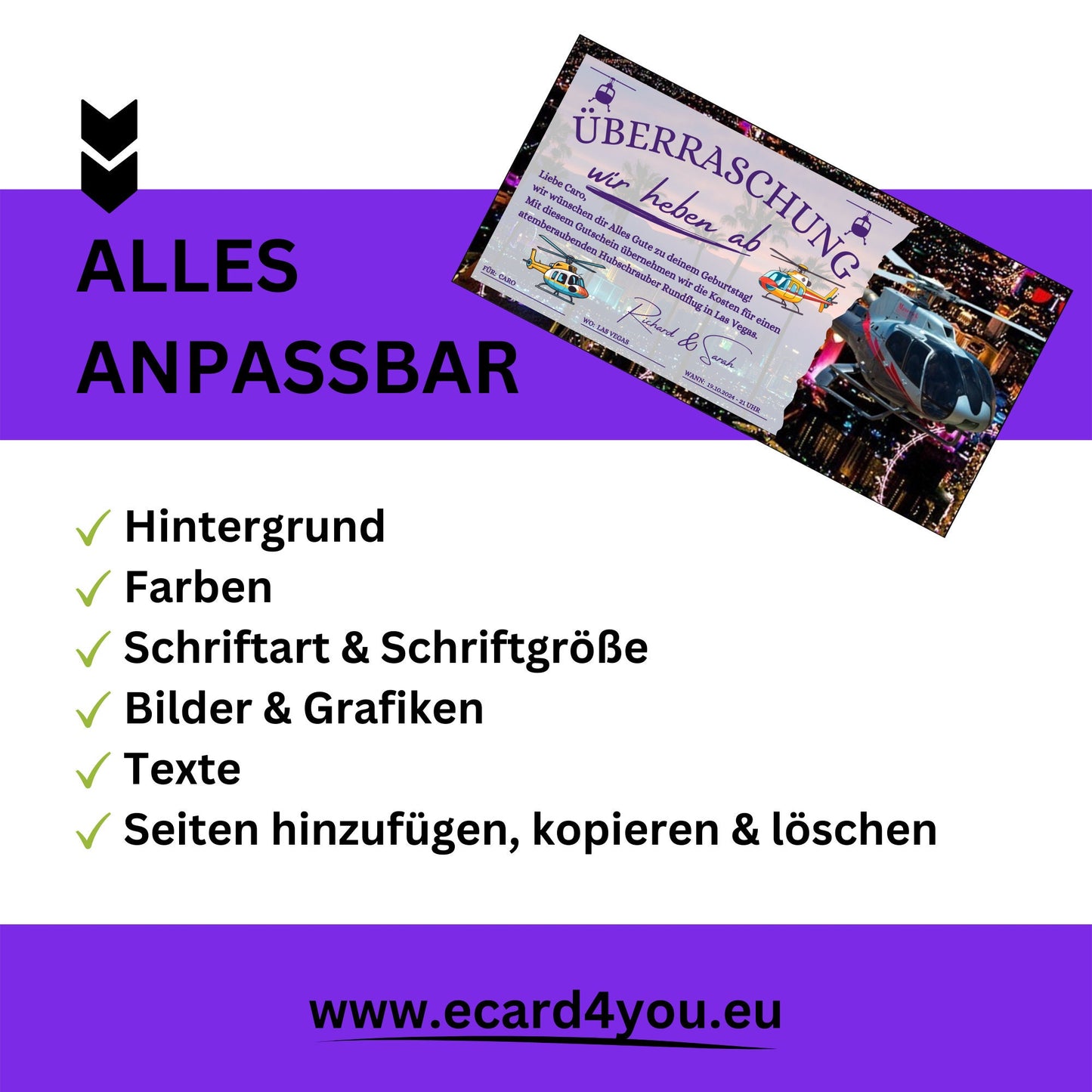 Gutschein - Helikopterflug Hubschrauber Rundflug Erlebnisgutschein - eCARD4you