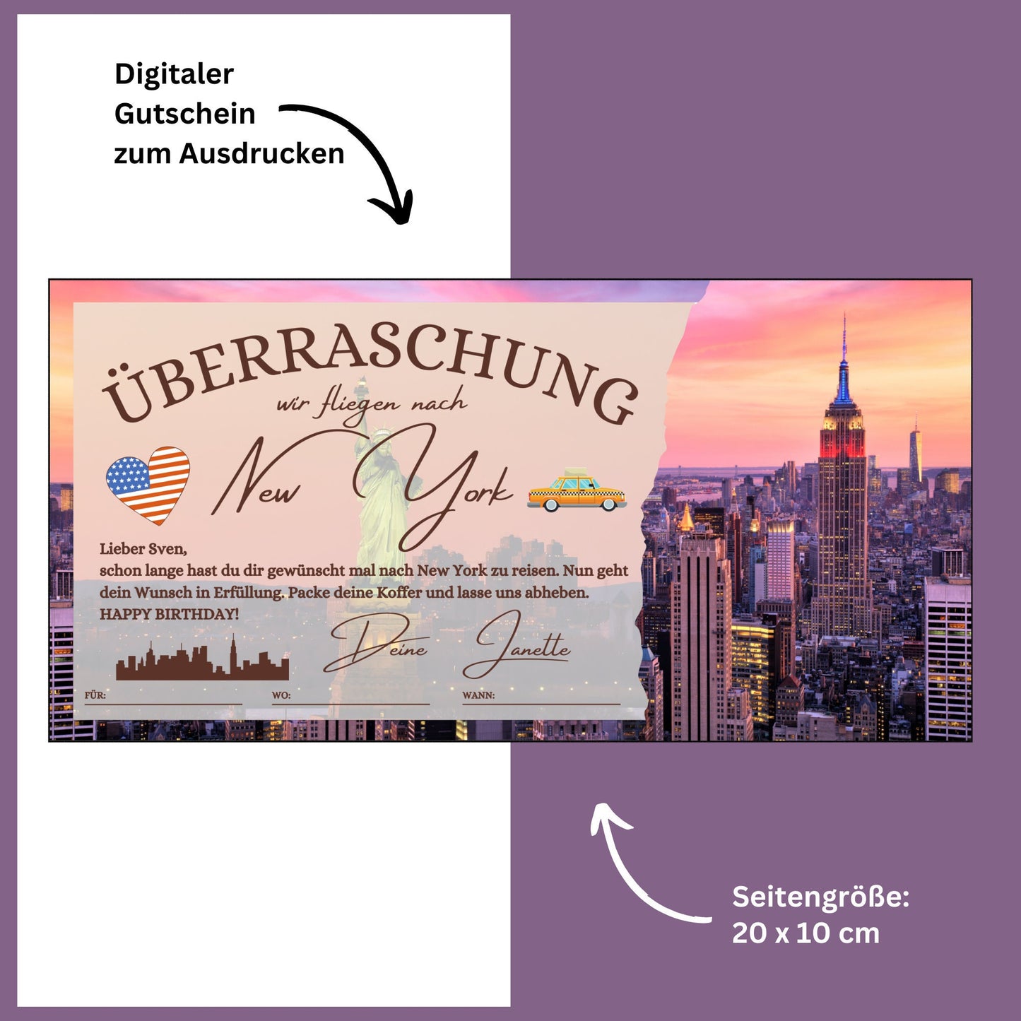 Gutschein - Städtetrip New York USA Reisegutschein - eCARD4you