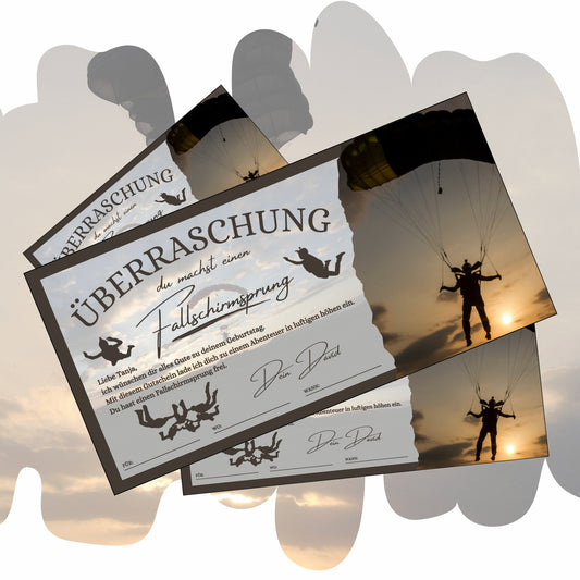 Gutschein - Fallschirmsprung Erlebnisgutschein Geburtstag - eCARD4you