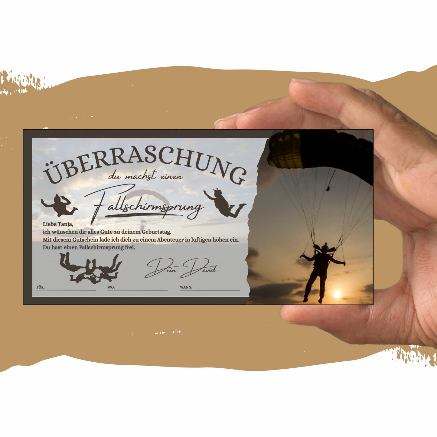 Gutschein - Fallschirmsprung Erlebnisgutschein Geburtstag - eCARD4you