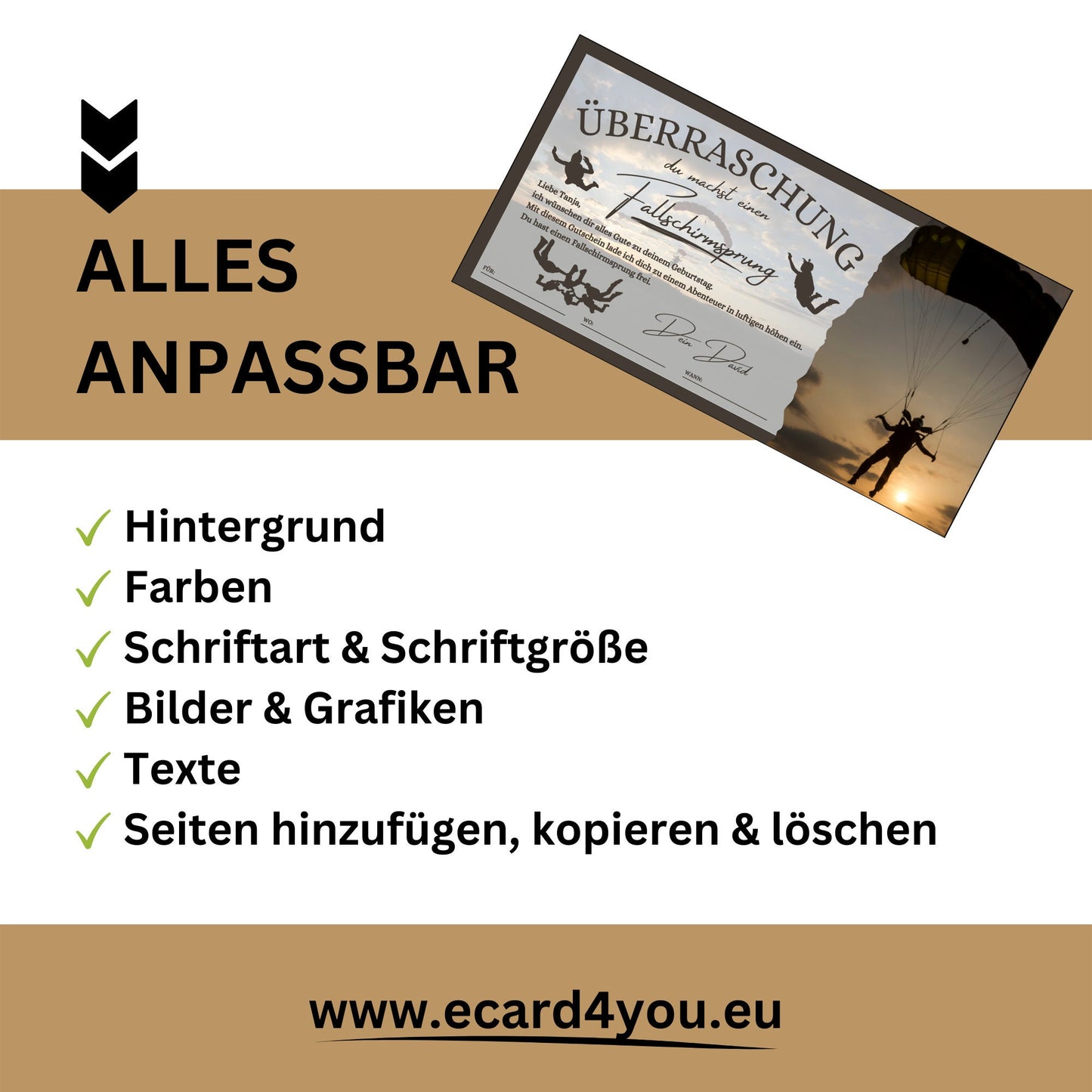 Gutschein - Fallschirmsprung Erlebnisgutschein Geburtstag - eCARD4you