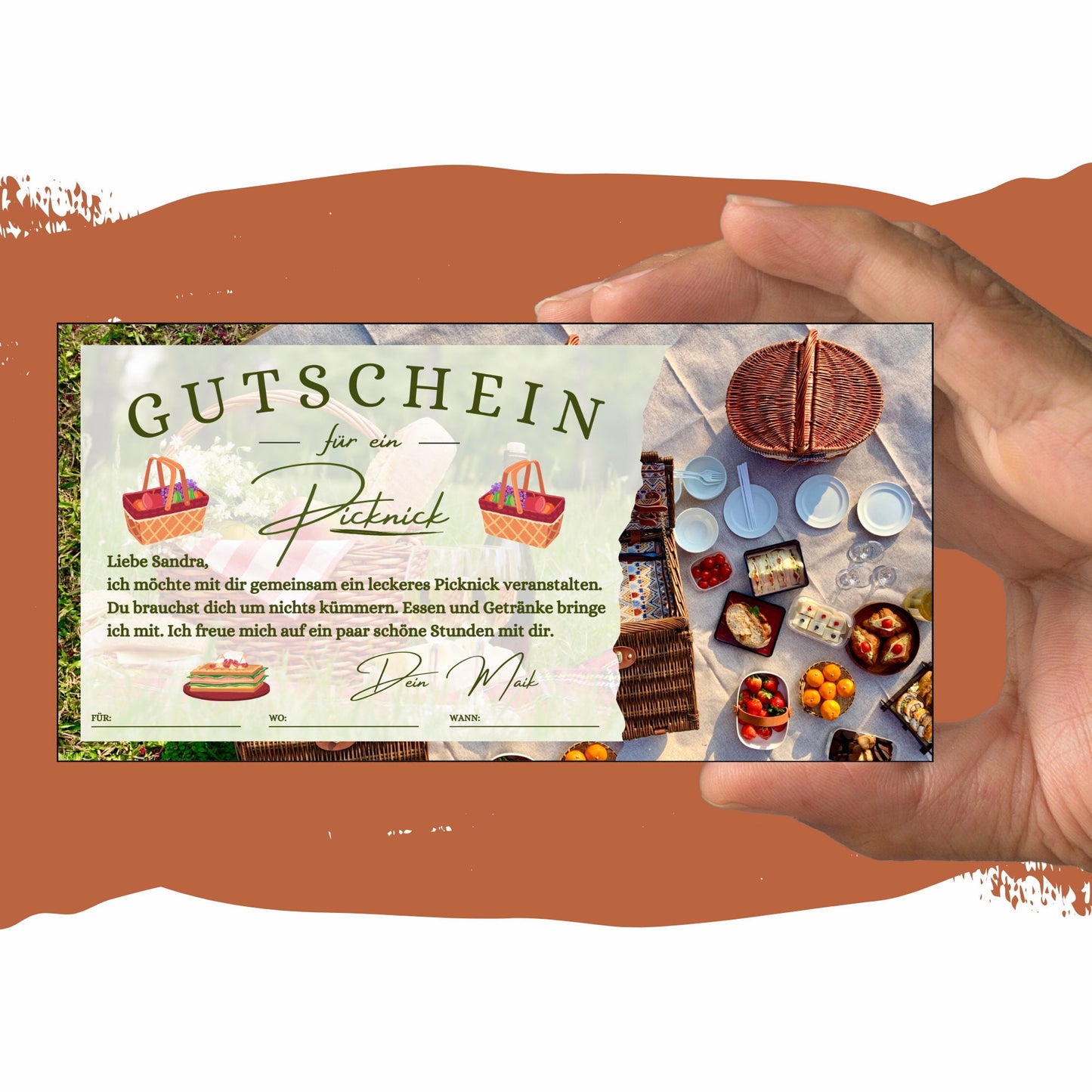 Gutschein - Picknick Geschenkkarte Geburtstag