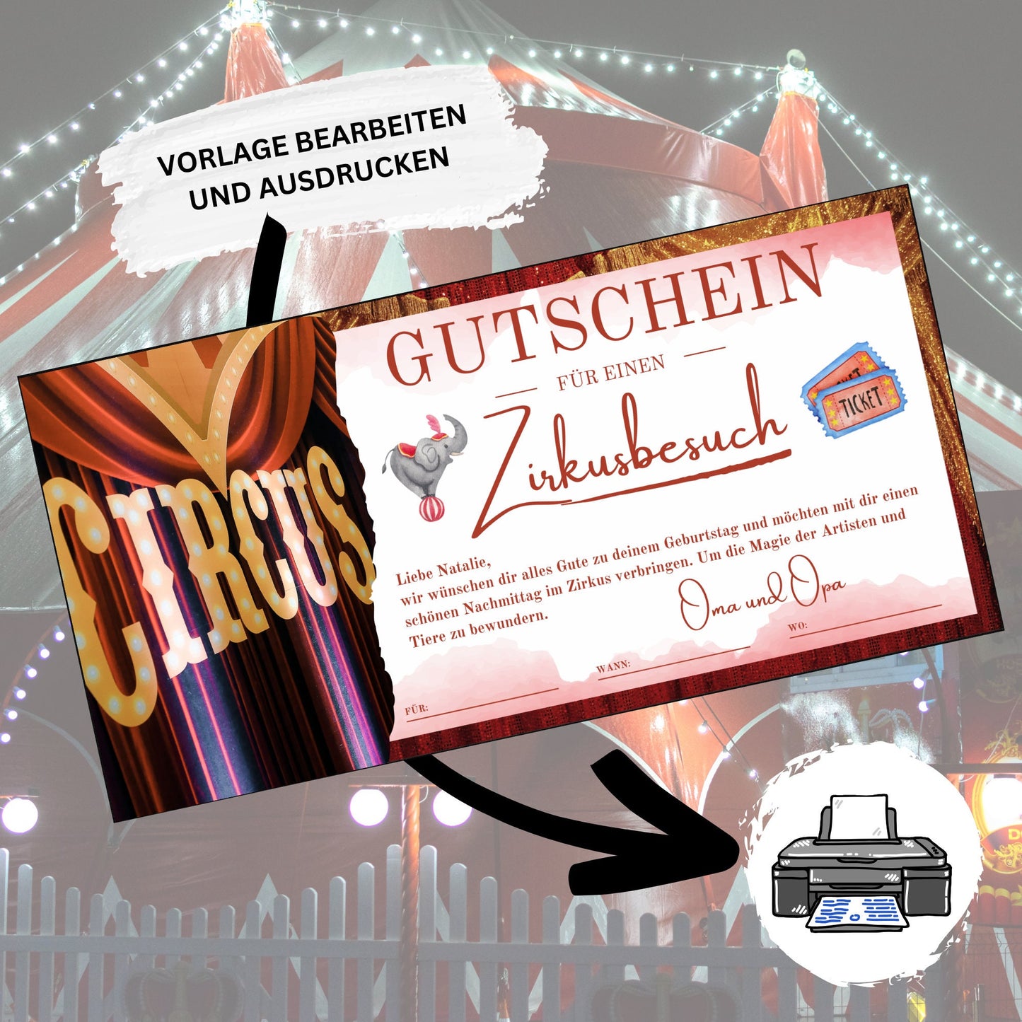 Gutschein - Zirkus Zirkusgutschein Geschenkidee - eCARD4you