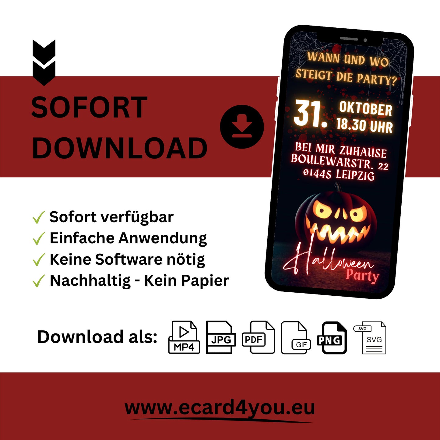 eCARD - Animierte Halloween Einladungskarte - eCARD4you
