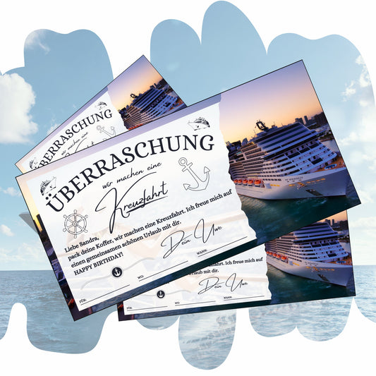 Gutschein - Kreuzfahrt Schiffsreise Kurzurlaub Geschenkgutschein - eCARD4you