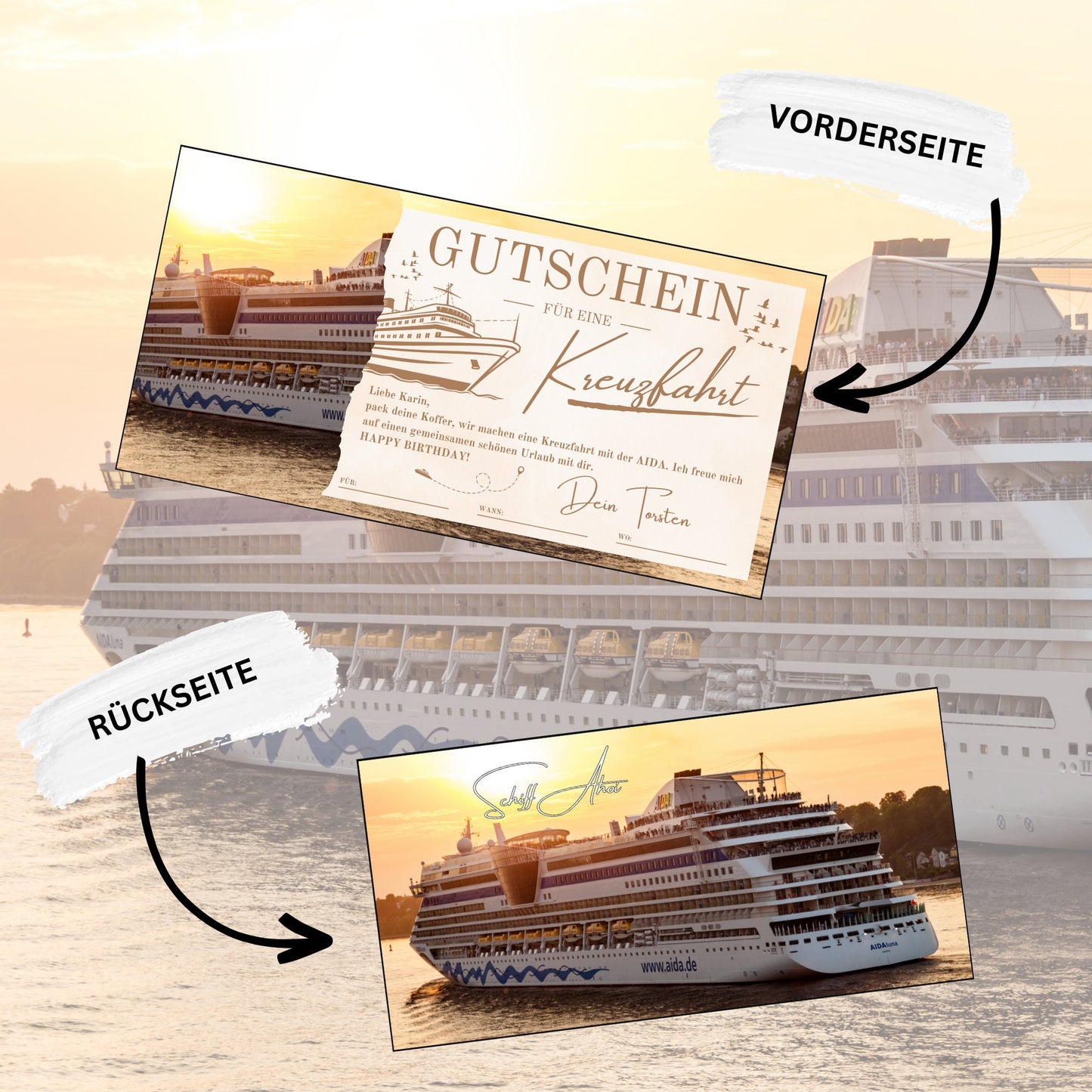 Gutschein - Kreuzfahrt Schiffsreise Kurzurlaub Geschenkgutschein - eCARD4you