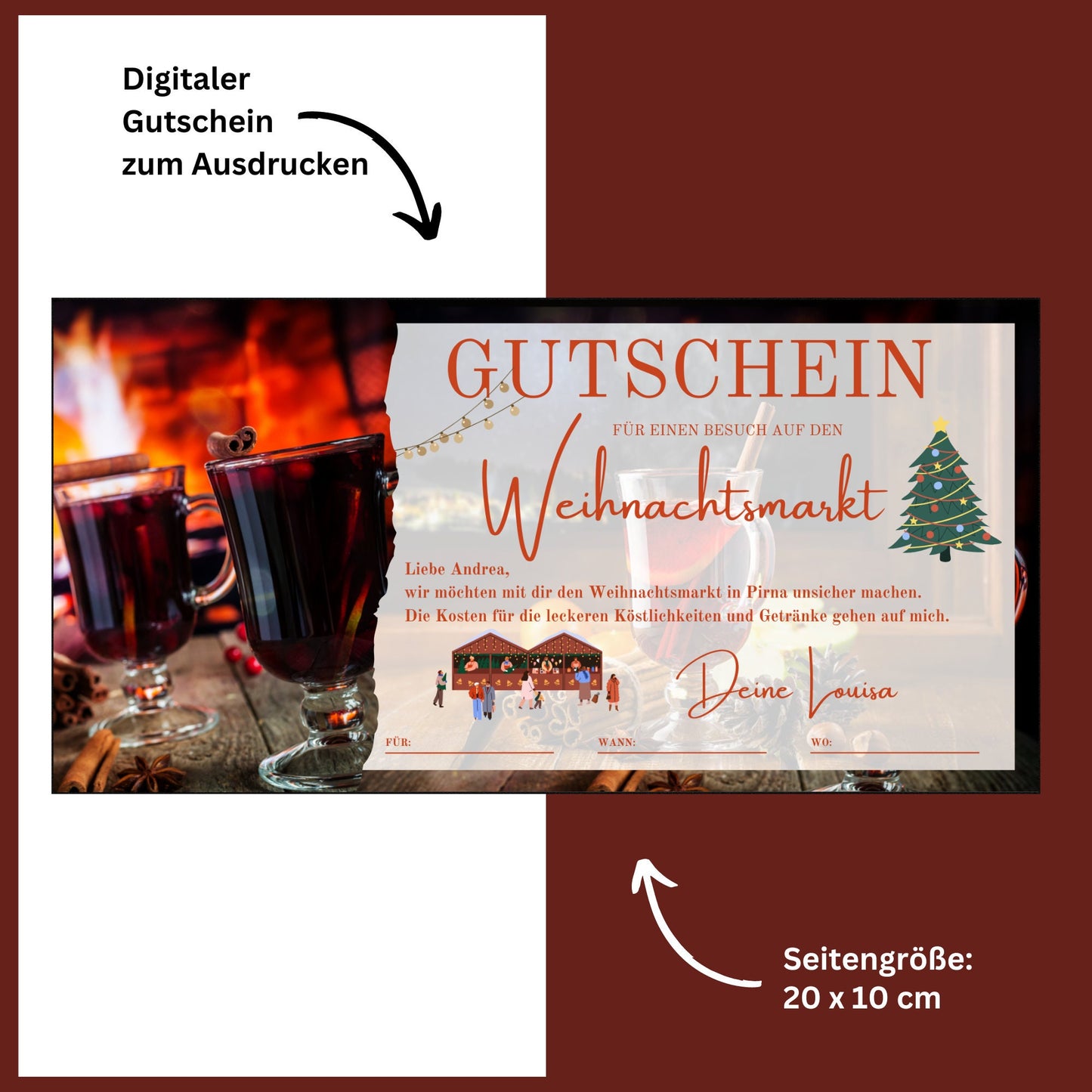 Gutschein - Weihnachtsmarkt Glühwein Punsch Geschenkgutschein - eCARD4you