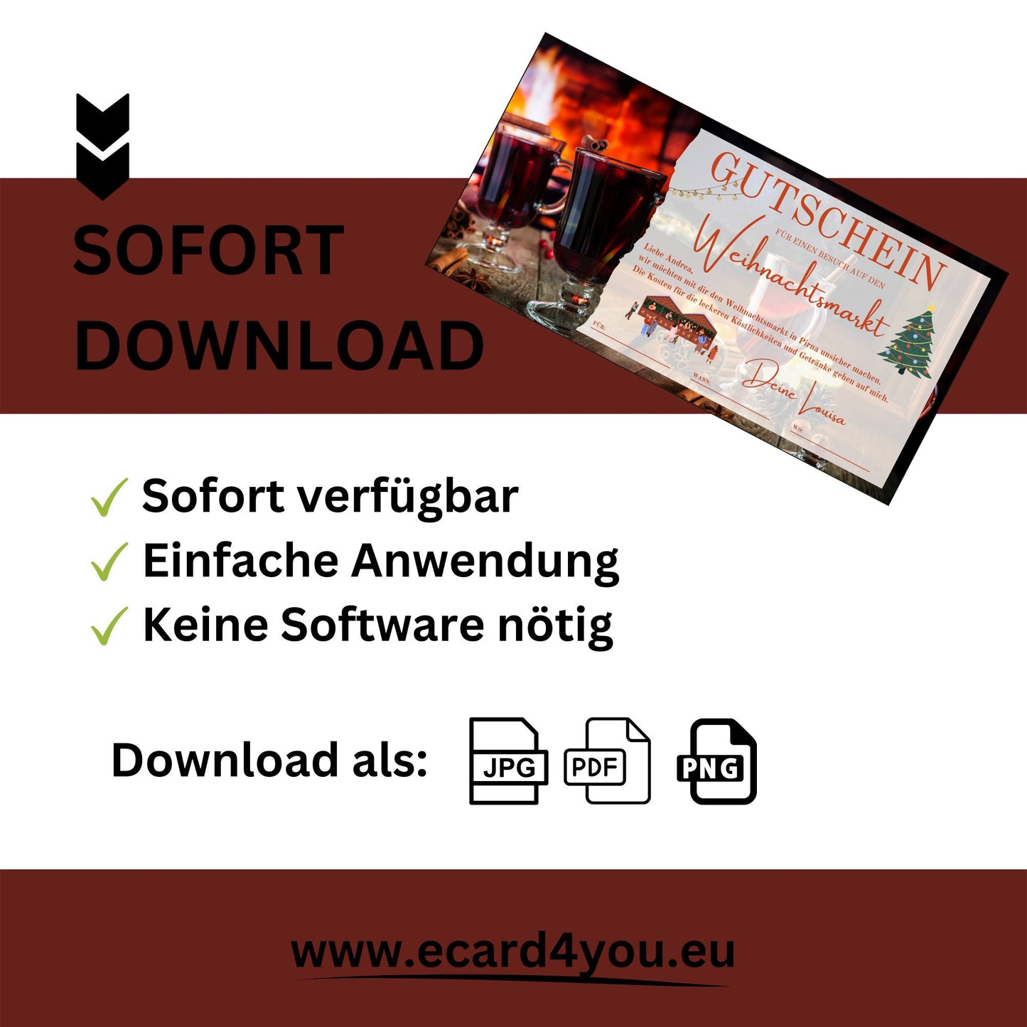 Gutschein - Weihnachtsmarkt Glühwein Punsch Geschenkgutschein - eCARD4you